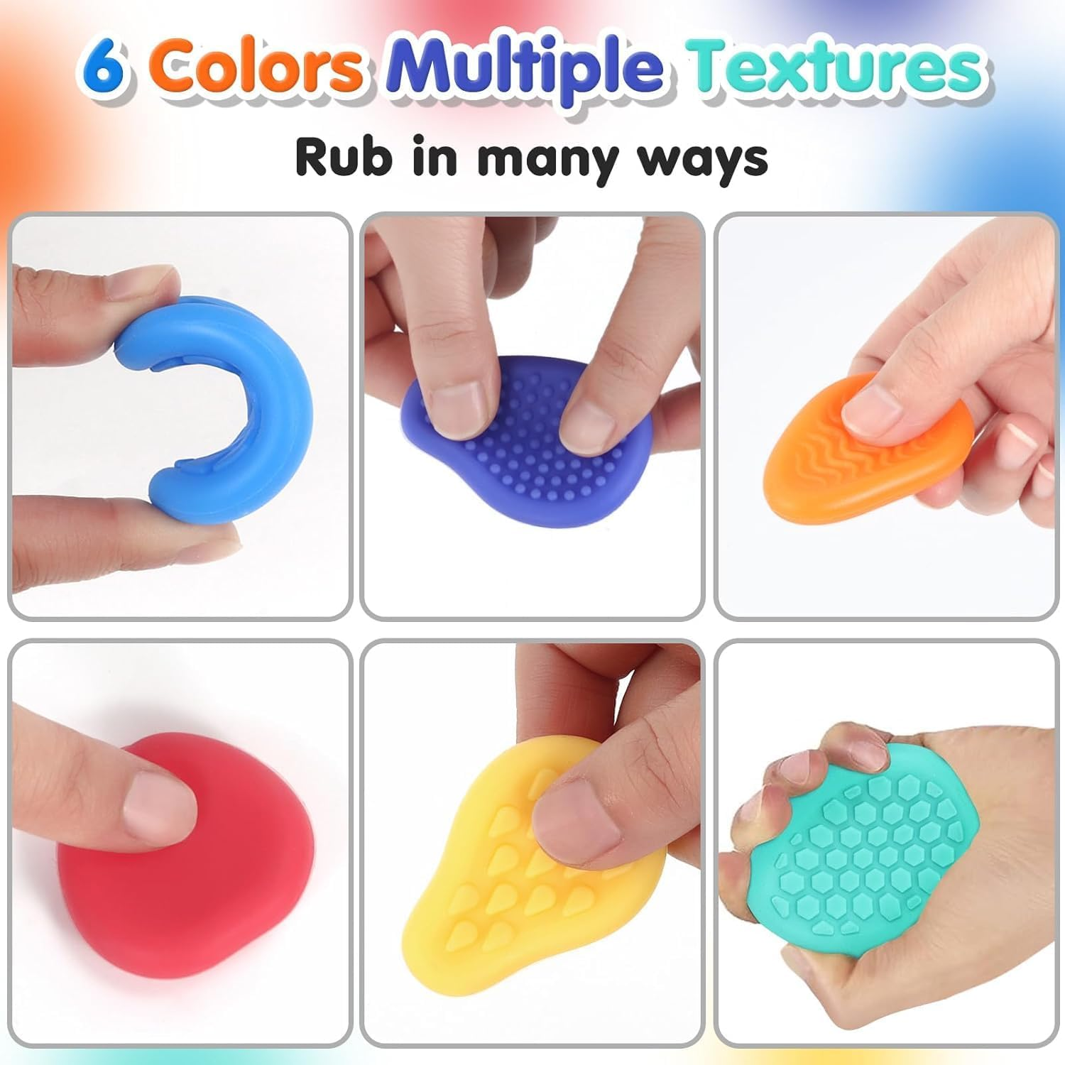 18 Pack Sensory Fidget Toys Set for Kids with Textured Soft Sensory Stone and Fidget Rings Textured Fidgets for Autism ADHD Kids Calming - Fidget Stress Toys for Anxiety Relief (Color Random) image number 2