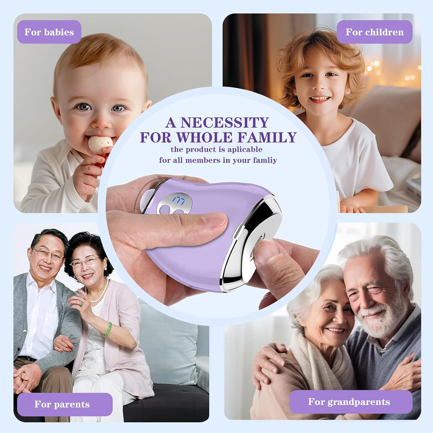 2 in 1 Electric Polishing Automatic Nail Clippers, 2024 New Electric Nail Clipper with 3 Adjustable Speeds, Automatic Nail Clippers, Automatic Nail Trimmer Toe Nail Clippers for Adults Seniors(Purple) image number 1