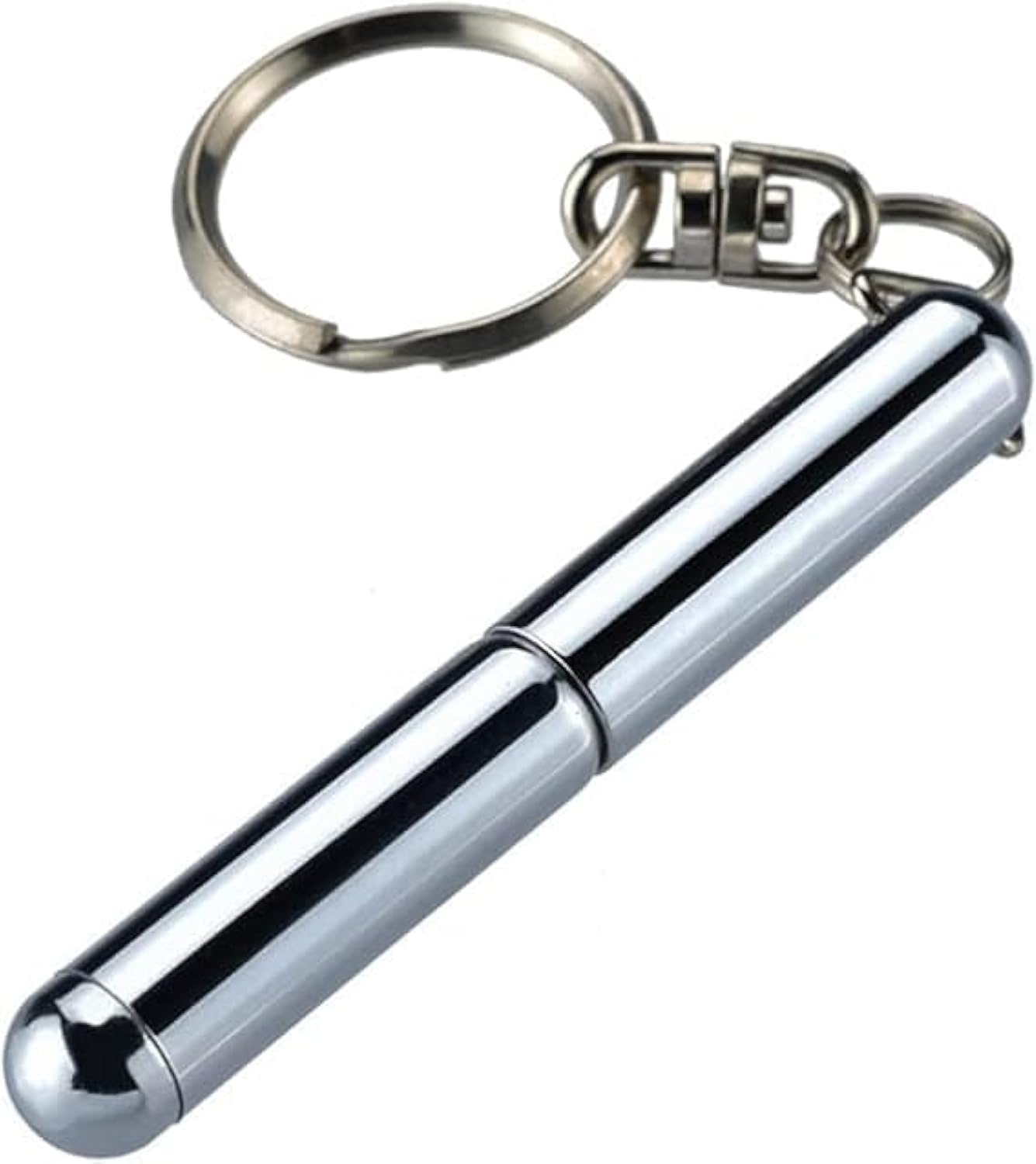 Silver Retractable Mini Pen Made of Stainless Steel Metal Tool Pen Retractable Pocket Pen Keychain Dad Gadgets, Birthday, Christmas for Students, Office Staff, Construction Workers Ballpoint Pens image number 3