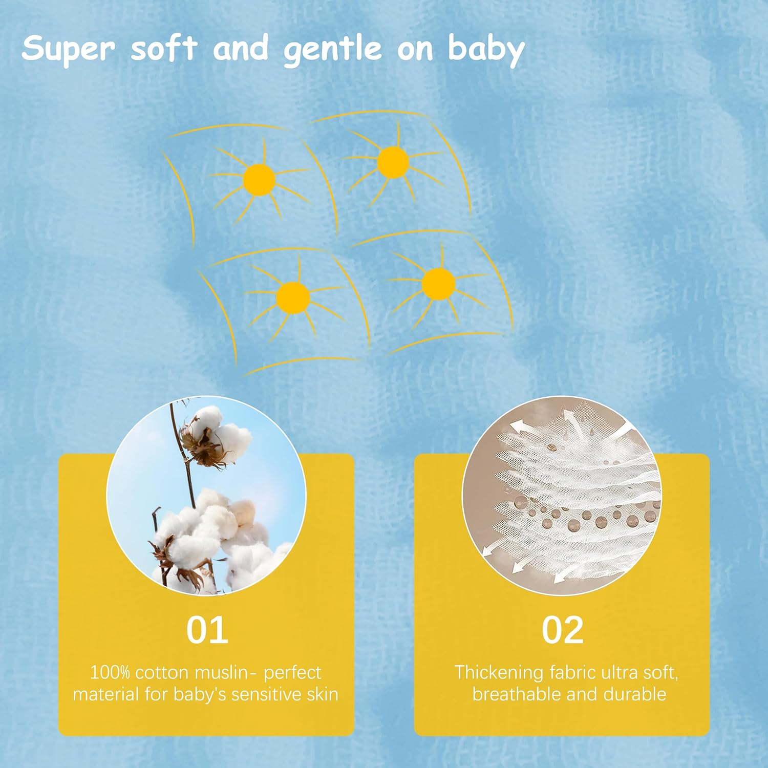 12 Pack Muslin Burp Cloths 100% Cotton Muslin Cloths Large 20''X10'' Extra Soft and Absorbent Baby Burping Cloth - Aqua - Aqua image number 5