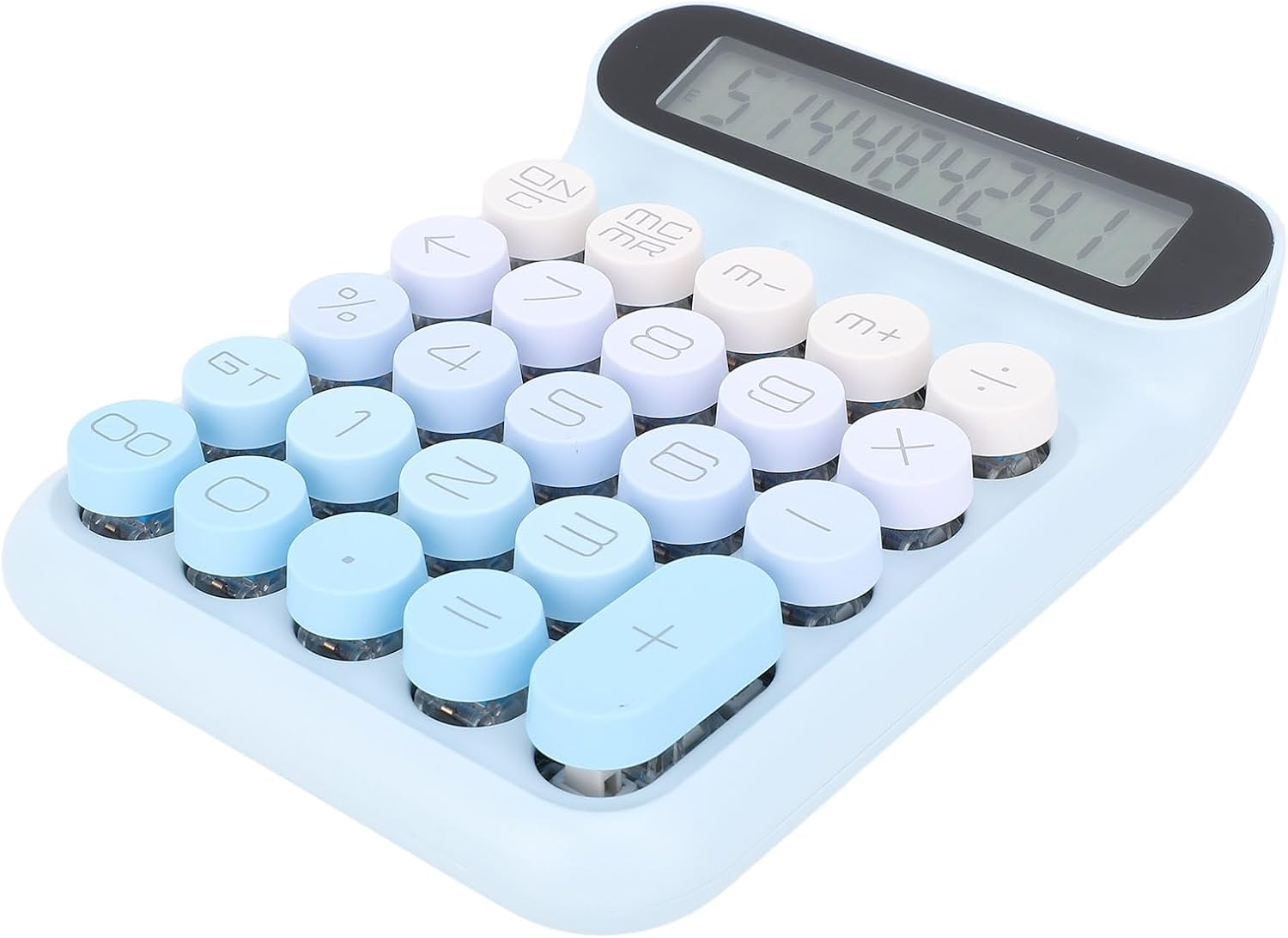 Mechanical Switch Calculator, LCD Display, Big Buttons, Cute Aesthetic Desktop Calculator, Blue Switch, Battery Powered, for Business Office (Black)