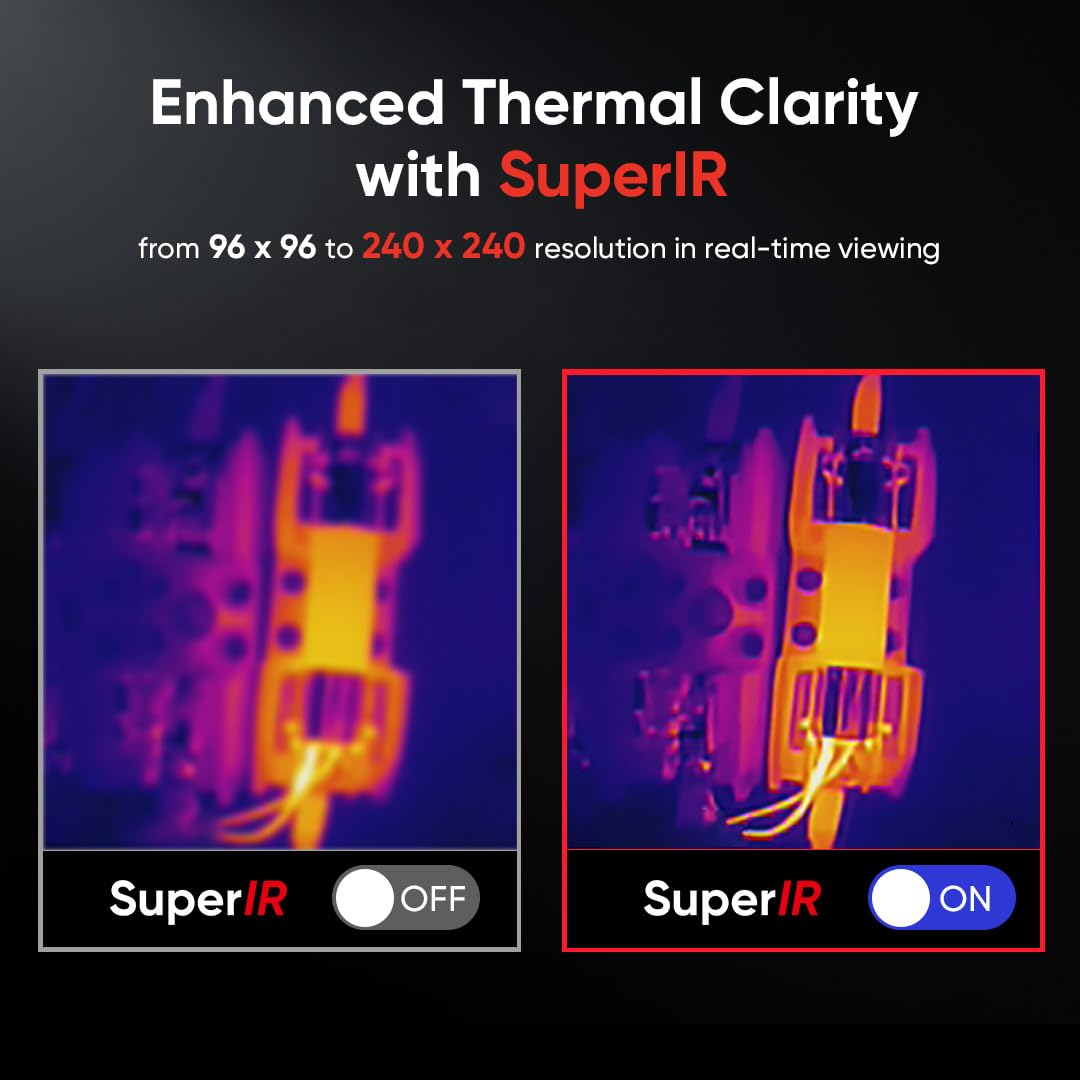 HIKMICRO E03 Thermal Imaging Camera 240 X 240 Superir Resolution with Visual Camera, 96 X 96 IR Resolution/9,216 Pixels, 25 Hz Refresh Rate, 3.5" Touch Screen Thermal Camera, IP54, -20℃ to 350℃ image number 2