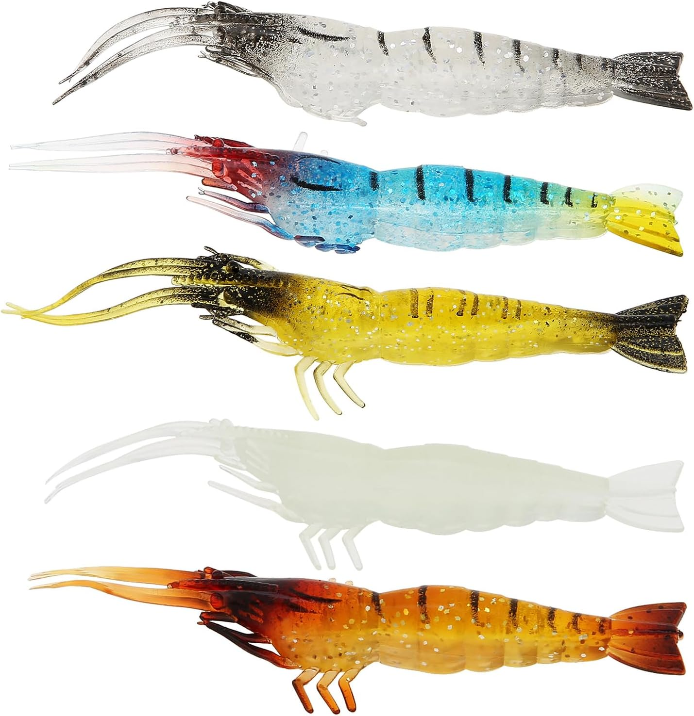 Origlam 10Pcs Soft Baits for Shrimp Baits Soft Silicone Shrimp Fishing Lure Artificial Bait Fishing Hooks Jigs with Hooks for Trout Bar Salmon image number 5