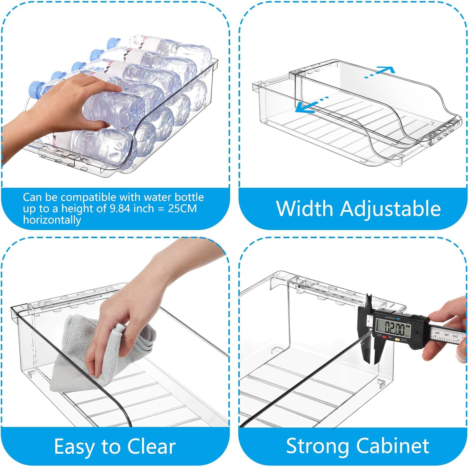 1 Packs Clear Width Adjustable Soda Can Organizer for Refrigerator Expandable Soda Can Dispenser for Beer Soda Seltzer Pop Can Soda Expand Organizer for Fridge Kitchen Pantry image number 5