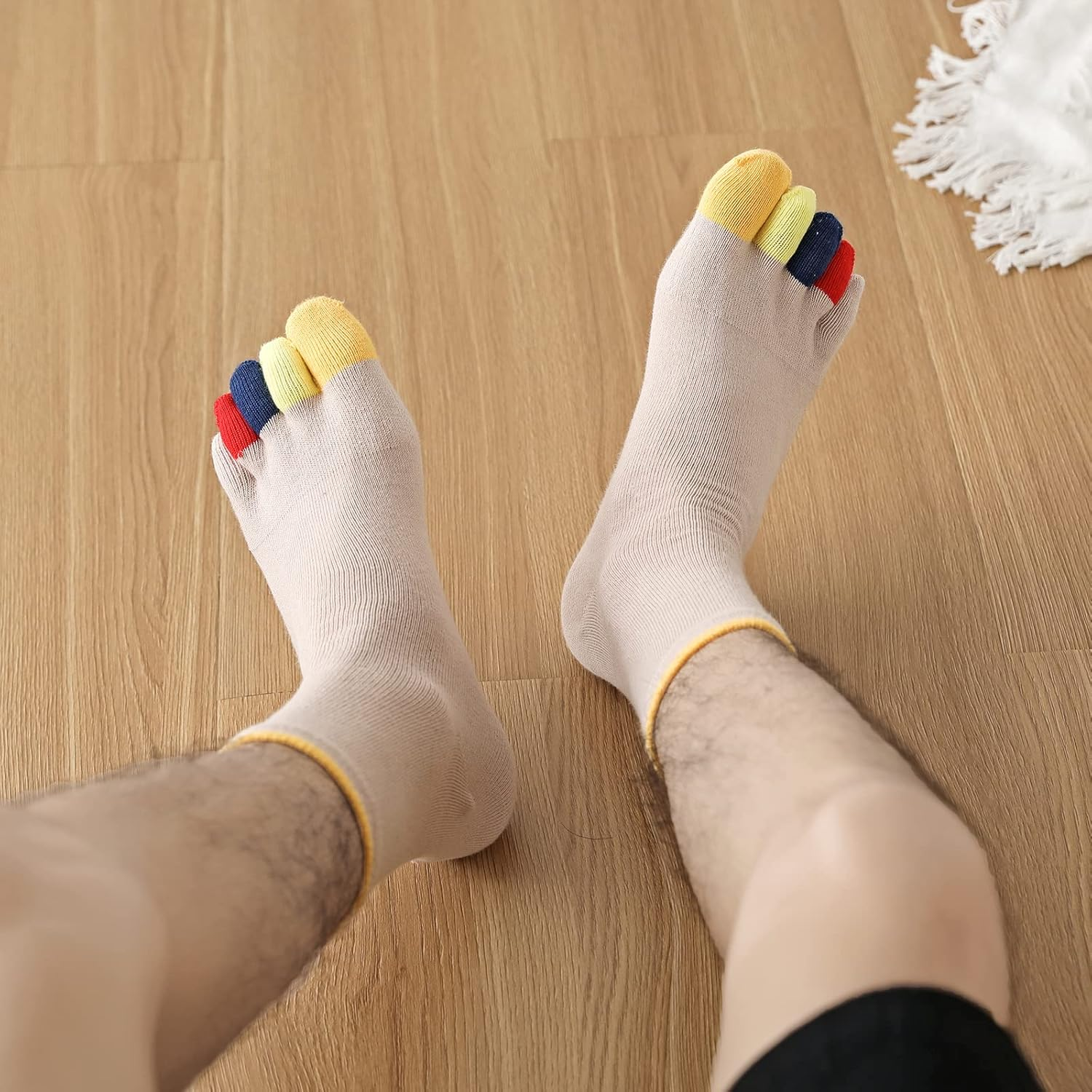 Mens Toe Socks Crew Running Five Finger Socks Cotton image number 3
