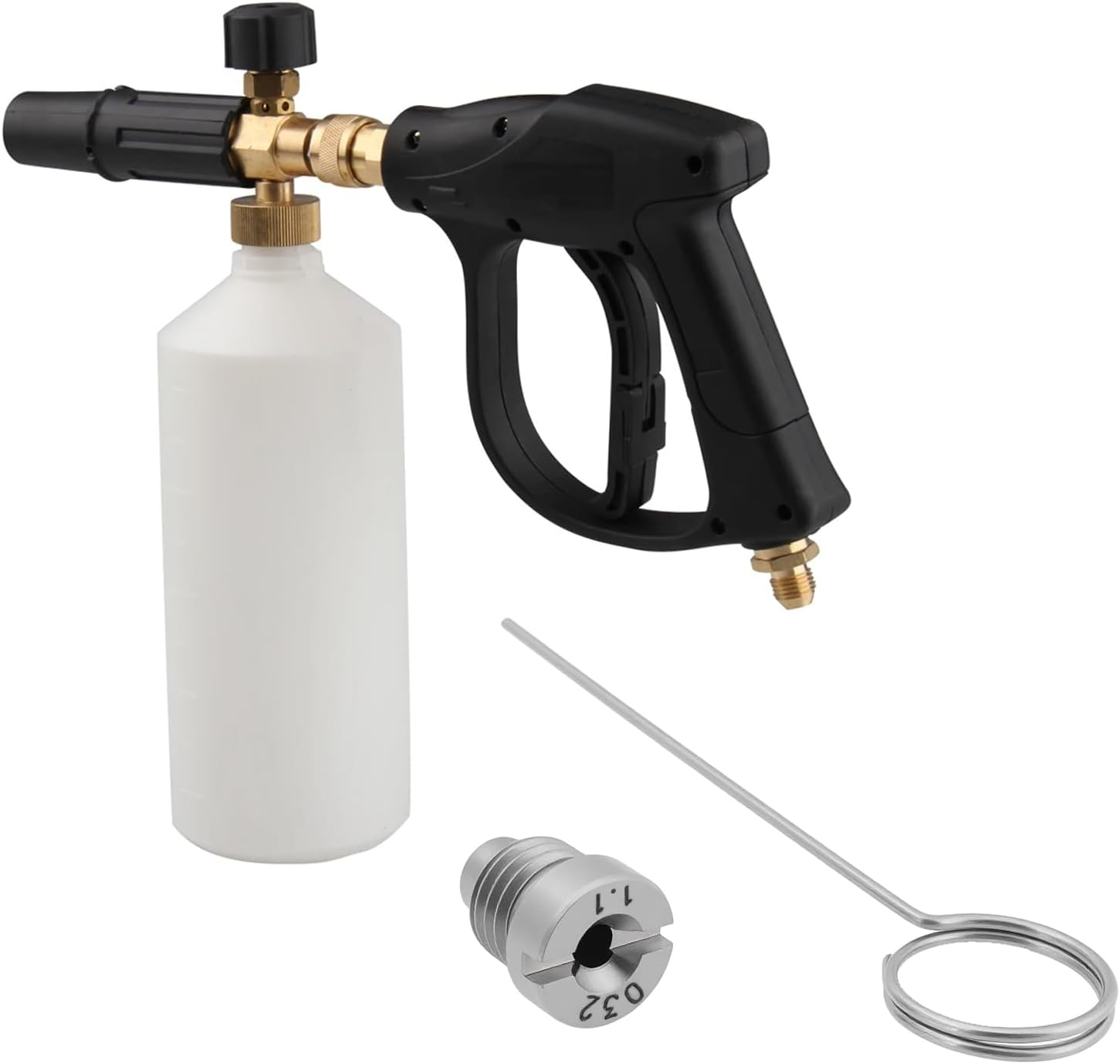 Create Idea 2Sets 1.1 Mm 3000PSI Foam Cannon Orifice Nozzle with Foam Maker Cleaning Needle for Snow Foam Lance