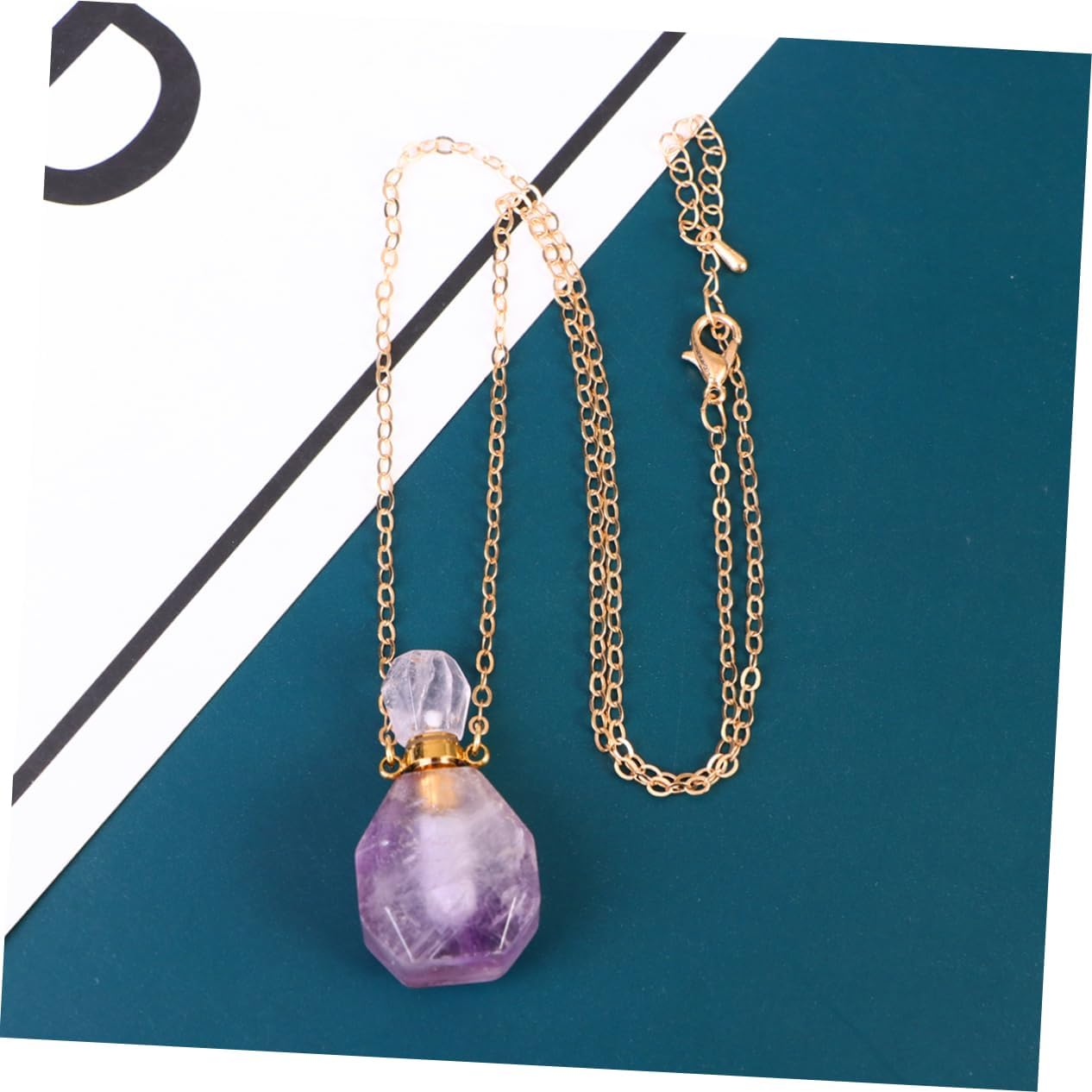 STOBAZA Crystal Pendant Decor Perfume Bottle Necklace Jewelry Perfume Bottle Hanging Necklace Pendant Aromatherapy Accessory image number 6