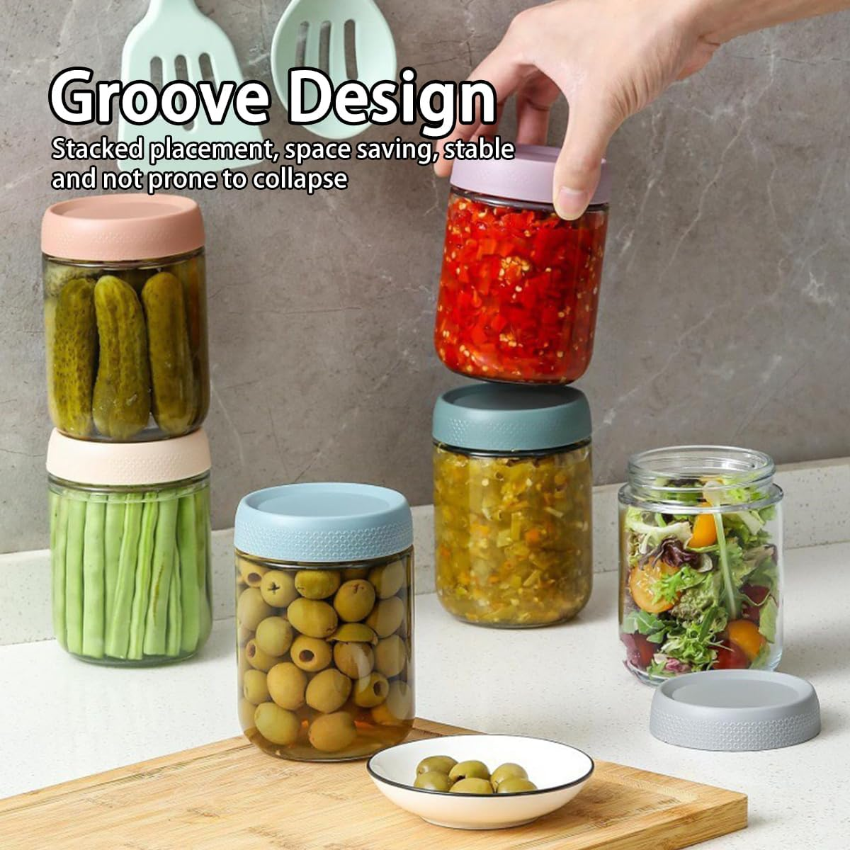 Zhuymndily 6 Pack Glass Food Storage Containers with Lids - Wide Mason Jars, Airtight Glass Meal Prep Containers for Baby Food Storage, Salad, Spice, Snacks, Dressing Sauce (Small) image number 1