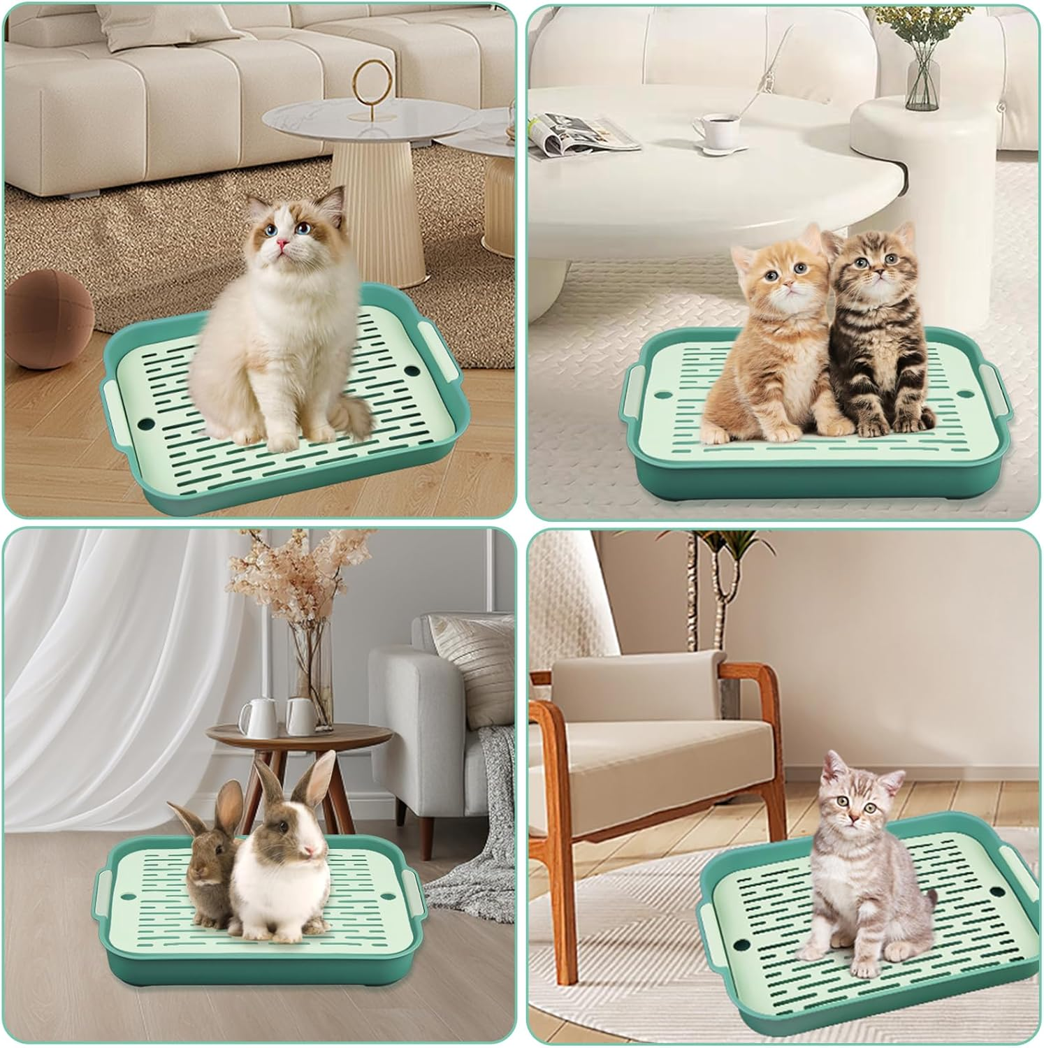 Tray, Rabbit Toilet, Rabbit Toilet, Cat Litter Tray, Large, Toilet Corner for Small Animals, Rabbits, Guinea Pigs (Green-Large) image number 6