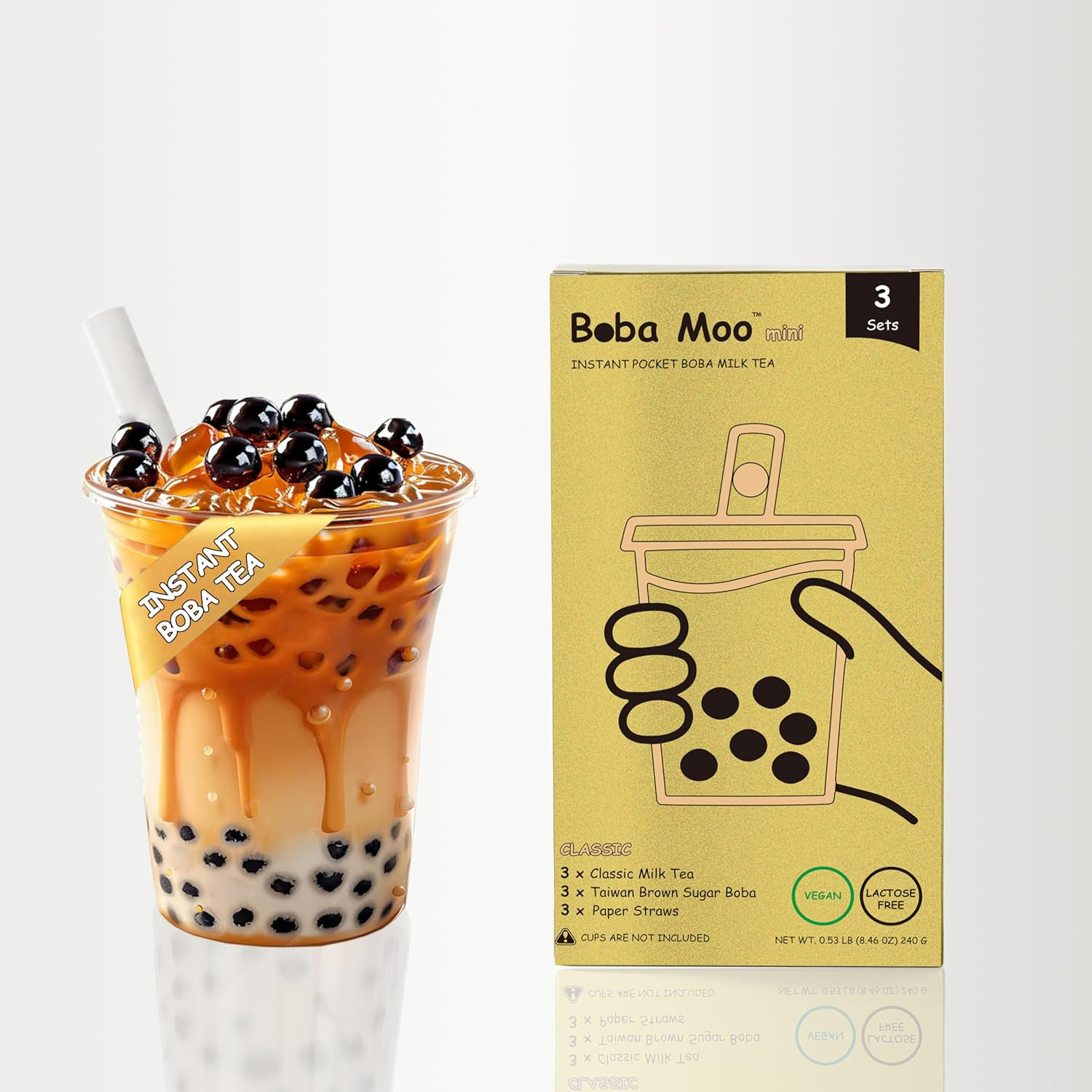 Boba Moo Mini Premium Boba Tea Kit with Classic Milk Tea Flavor - Only 10,000 Kits Yearly, Small Batch Bubble Tea Kit with Exceptional Taste & Chewiness, Vegan, Lactose-Free, 3 Servings image number 5