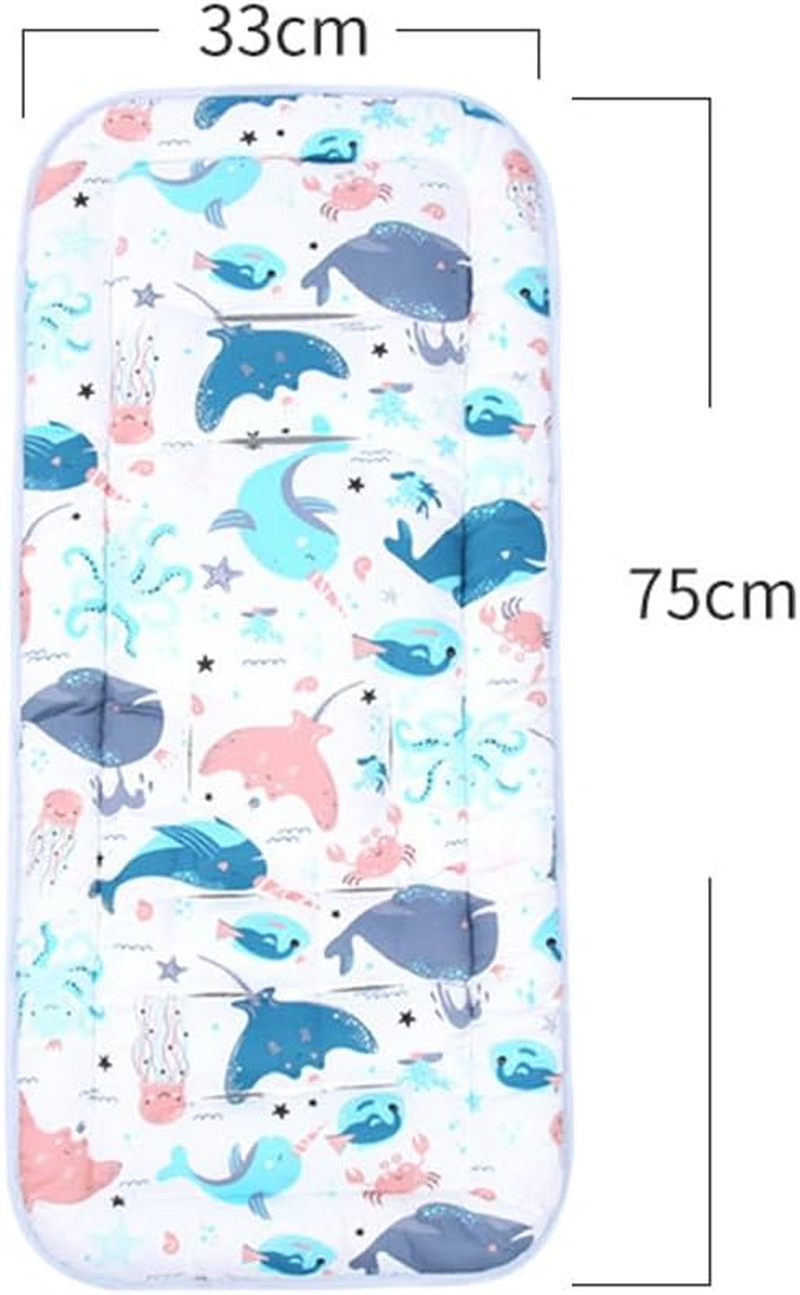Baby Stroller Seat Liner Kids Pushchair Seat Cushion Mat Universal Breathable Stroller Liner Insert Stroller Cushion Pad Thick Cotton Stroller Liner Seat Pad Cover for (Whale &Octopus) image number 4