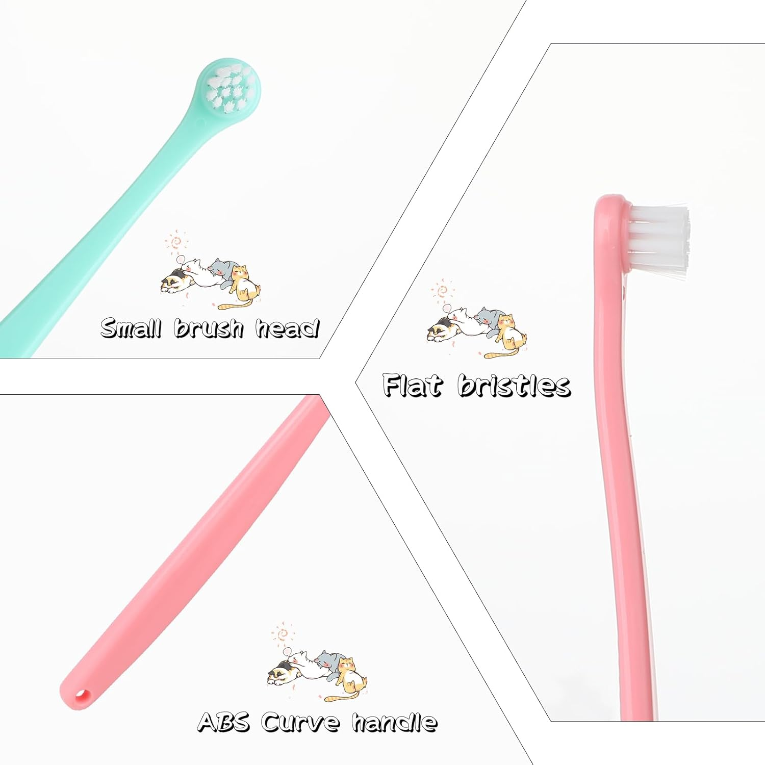 KALIONE 5Pcs Dog Cat Toothbrush for Pet Dental Care, Micro Head Pets Toothbrush with Soft Bristles for Dog Oral Hygiene Deep Clean, Multi-Angle round Pointed Cat Toothbrush image number 2