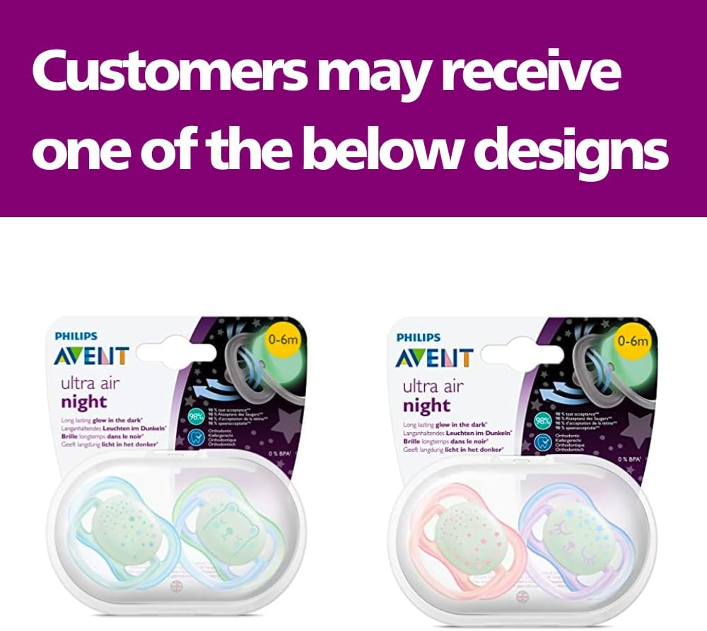 Philips Avent Ultra Air Soother Nighttime Glow, 6-18 Months, 2-Pack, SCF376/20 image number 5