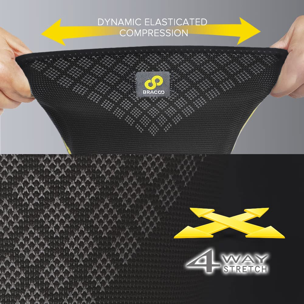 Bracoo Knee Brace, Knee Support, 2 Pack Knee Sleeves, Breathable Knee Compression Sleeve with Side Stabilizers for Gym, Running, Training, for Men & Women, KE92, Black, XL image number 6