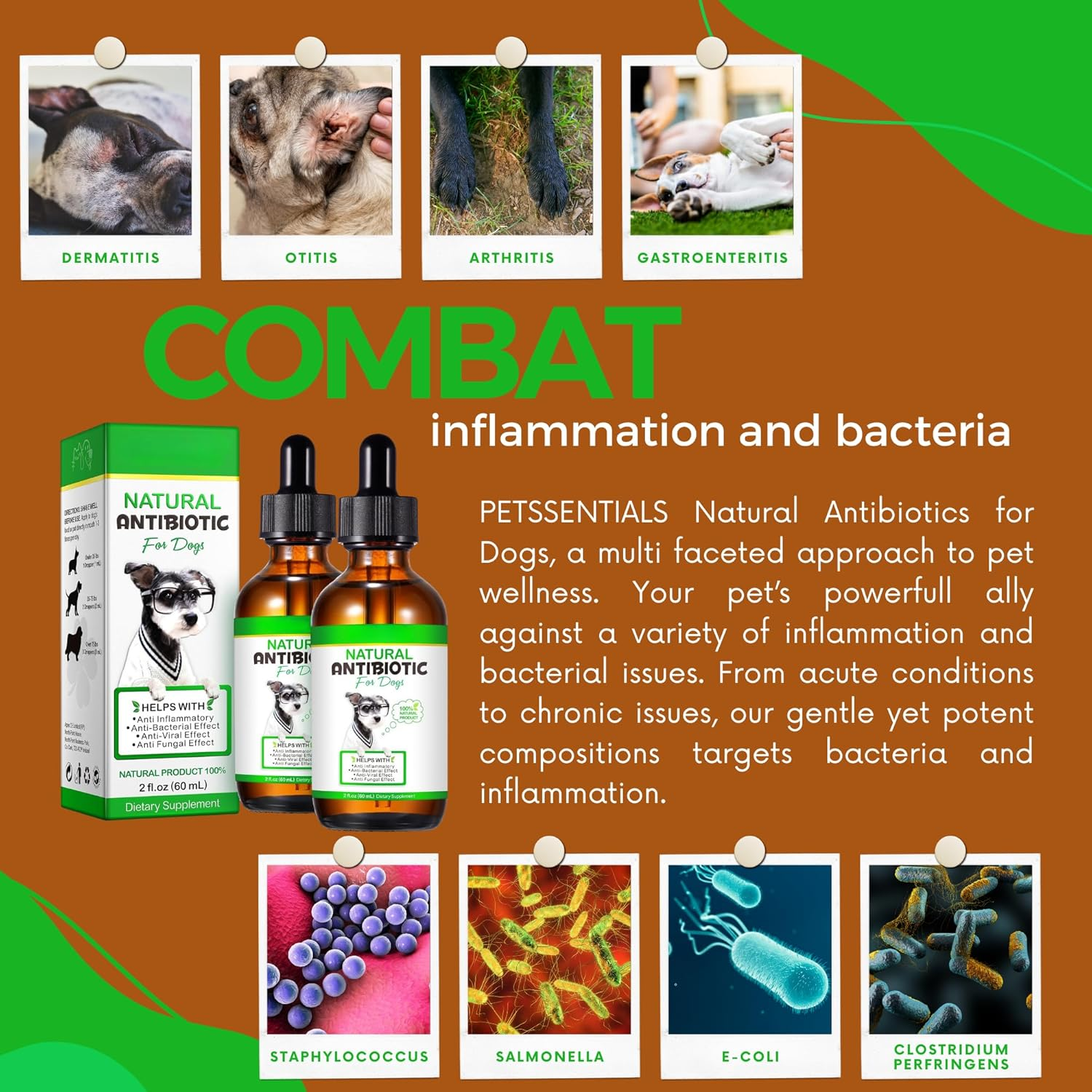 Natural Antibiotics for Dogs 60Ml | All-Natural Dog Antibiotic Supplement for Allergy & Itch Relief | Supports Immune Health & Overall Wellness | Delicious Bacon Flavour image number 6