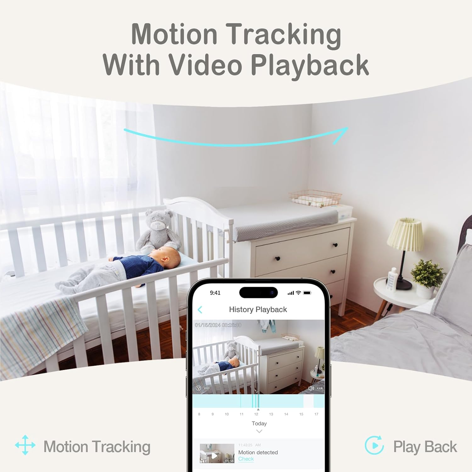Sense-U Video Baby Monitor with 1080P HD Wifi Camera and Background Audio, Night Vision, 2-Way Talk, Motion Detection & No Monthly Fee (Compatible Smart Baby Monitor) image number 1