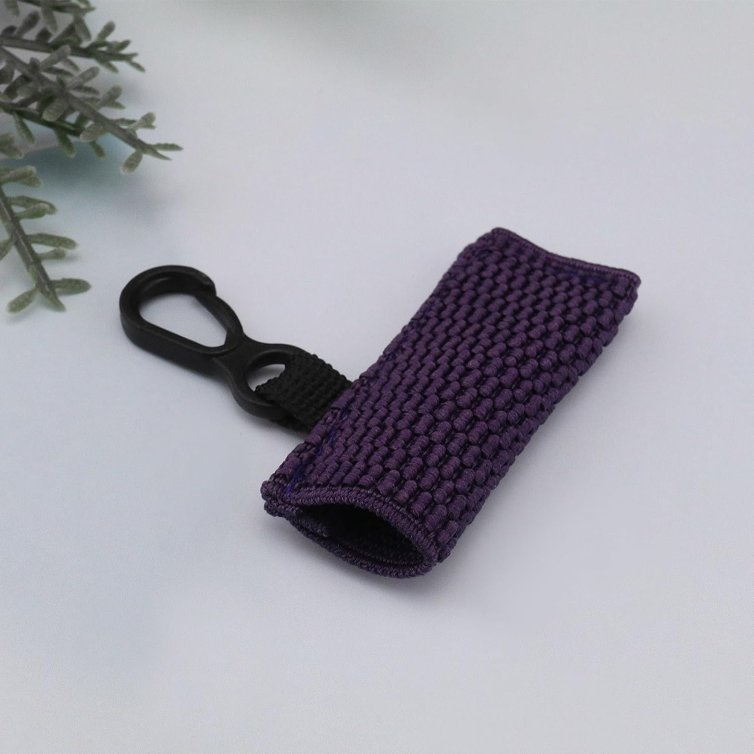 SING F LTD 3Pcs Lip Balm Holder Lipstick Sleeve Chapstick Sleeve Holder Tight-Knit Elastic Lipstick Sleeve with Keychain(Purple/Pink/Green) image number 2