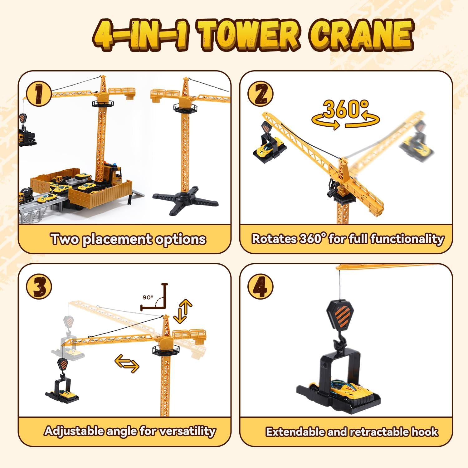 Skirtoy Kids Construction Trucks Toys, Alloy Car Vehicles Set with Light and Sound, Dump Truck, Excavator, Crane, Concrete Truck for 3-7 Years Old Boys Thanksgiving Christmas Birthday Gifts