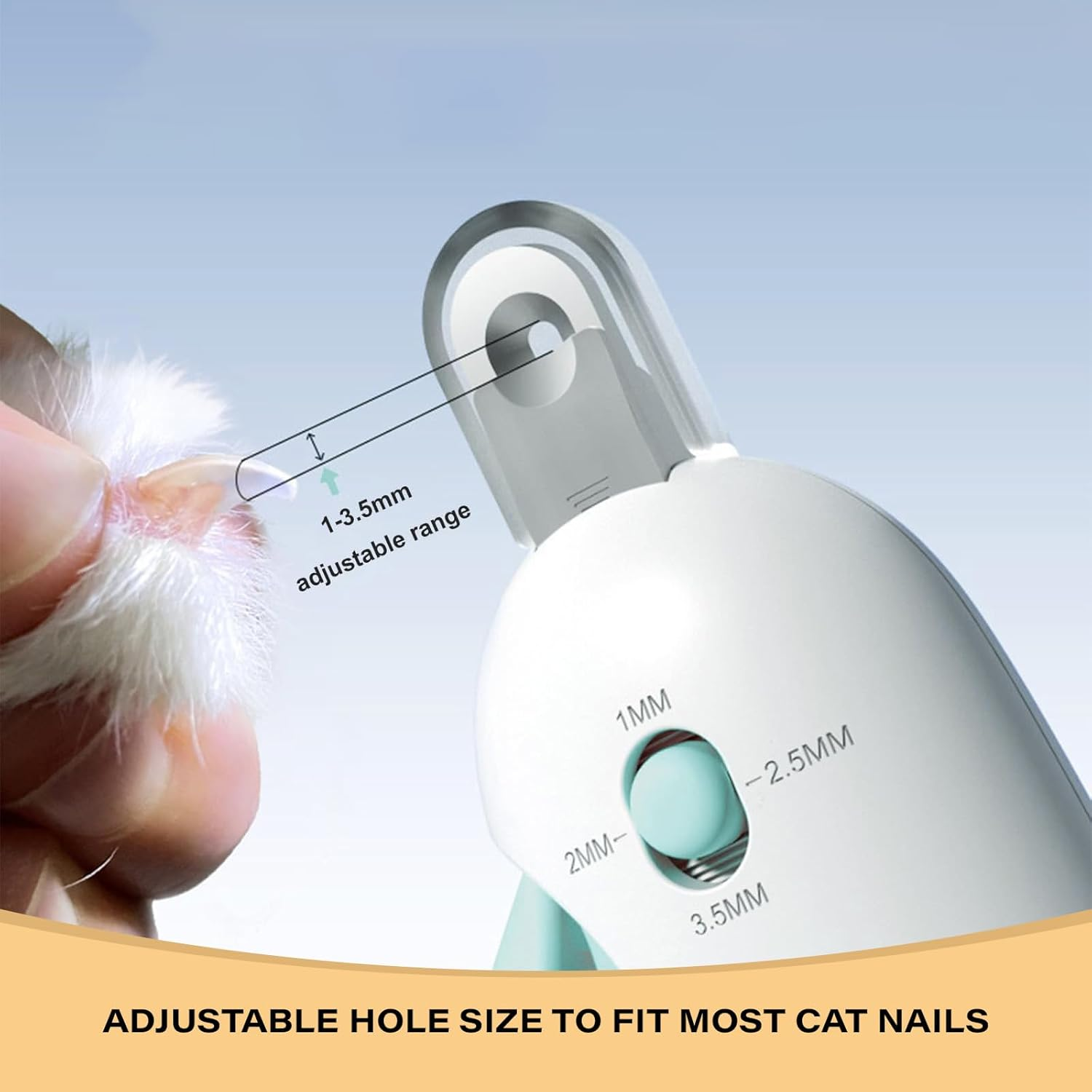 Cat Nail Clipper with Adjustable Aperture ，Clipping Debris Storage, Adjustable Sizes, Hidden Nail File, round Hole Blade for Injury-Free Grooming Tool for Pets image number 3