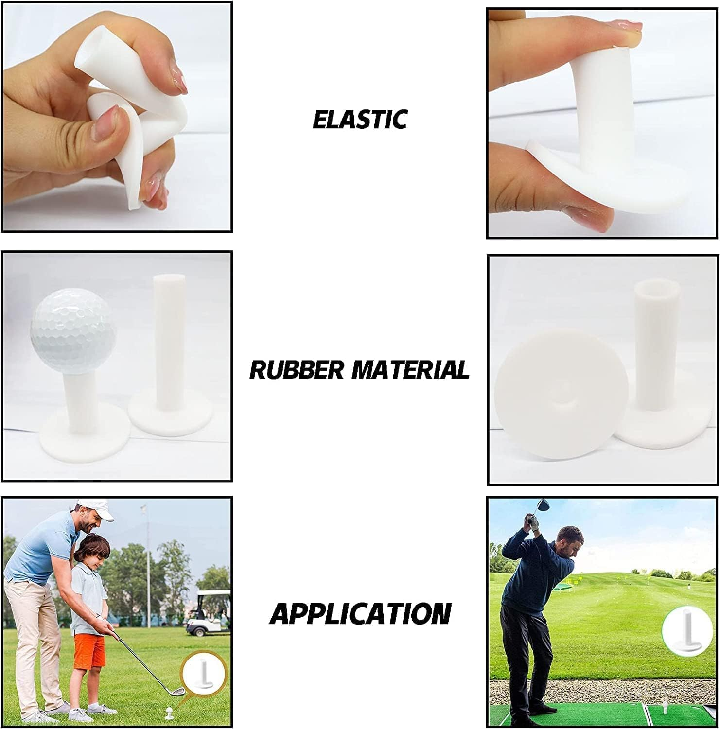 9 Pcs White Golf Rubber Tees for Practice and Driving Range,3X of 1.5", 2.28" and 3.46" Tees,Suitable for Indoor Outdoor Backyard image number 5