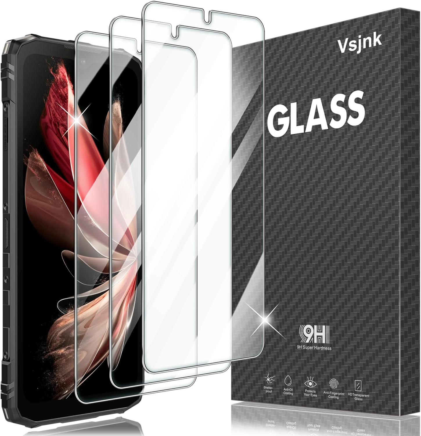 Vsjnk Screen Protector for Doogee Blade10/10 Pro/10 Ultra/10 Max with 2 Tempered Glass, 9H Anti-Scratch, Anti-Bubble, HD Screen Protector, Compatible with Doogee Blade10