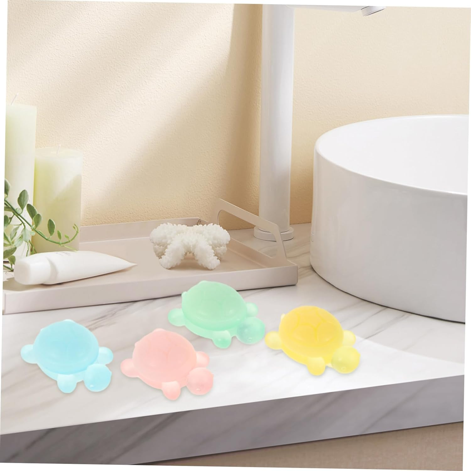 Mikinona 4Pcs Mild Formula Boys and Girls Body Soap Handmade Soap Bars for Boys Girls Turtle Shell Shape Essential Oil image number 1