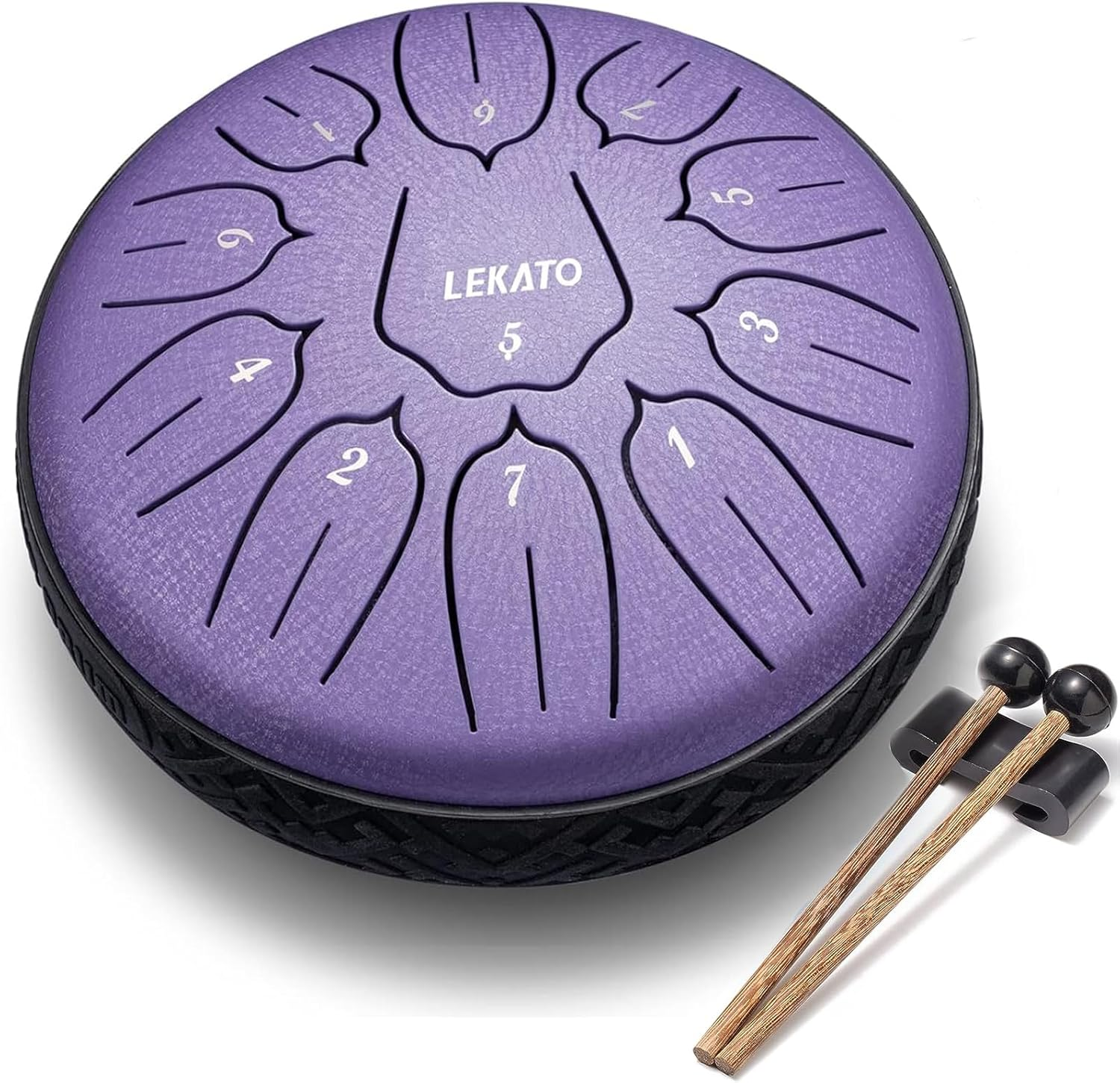 Steel Tongue Drum 6 Inch 11 Notes, LEKATO Steel Drum D Major Beginner Handpan Drum Percussion for Meditation Yoga Musical Education, Best Present for Families/Friends, Lavender Purple
