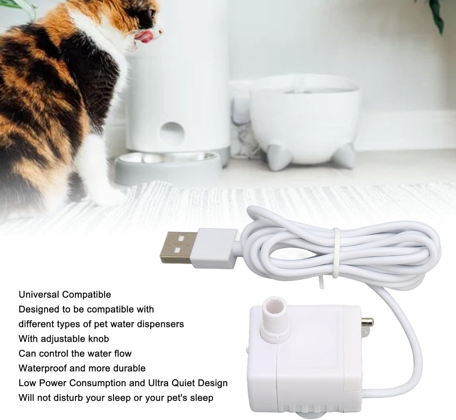 Cat Fountain Water Pump DC 5V Quiet Removable Brushless Motor Pet Water Fountain Pump for Replacement image number 3
