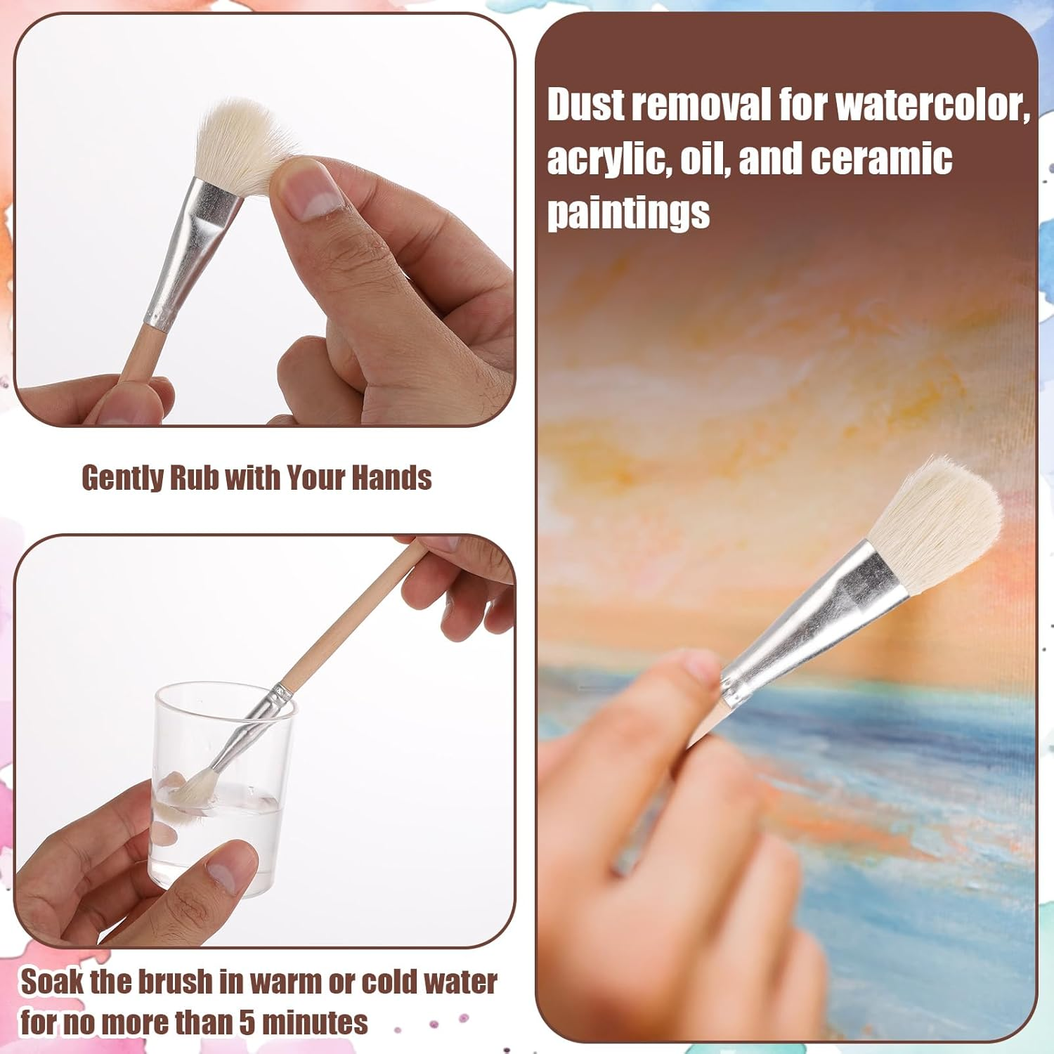 Acrylic Paint Brush Set, 7Pcs Wooden Pottery Glaze Brushes Art Paintbrush Ceramic Glaze Brushes Pottery Glaze Brushes Ceramic Watercolor Brushes Kit Supplies for Craft Painting Students Enthusiast image number 2