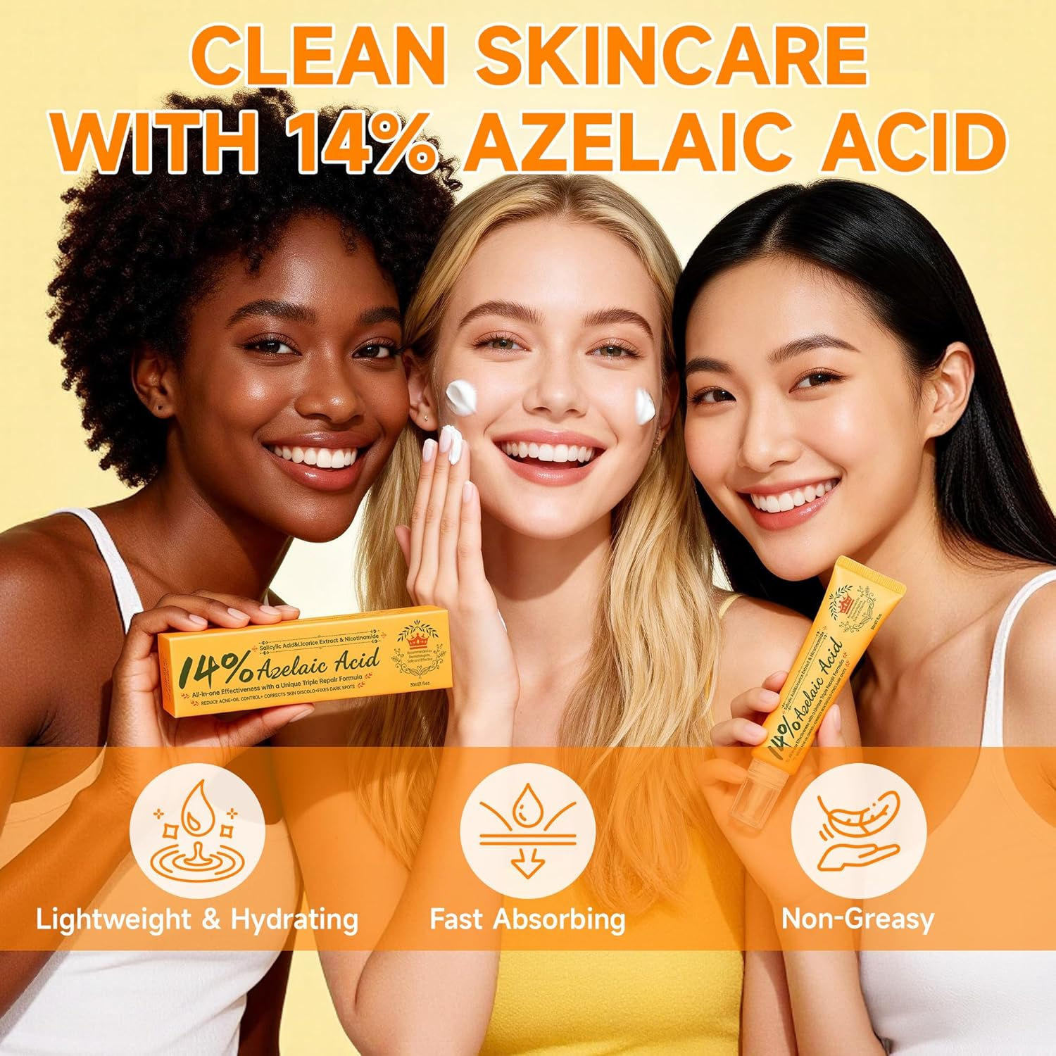 Azelaic Acid 14% Serum for Face, Azelaic Acid Cream with Niacinamide & Salicylic Acid, Balances Oil and Hydration,Improves Skin Clarity,Strengthens Skin Barrier,60Ml,2Pcs image number 5