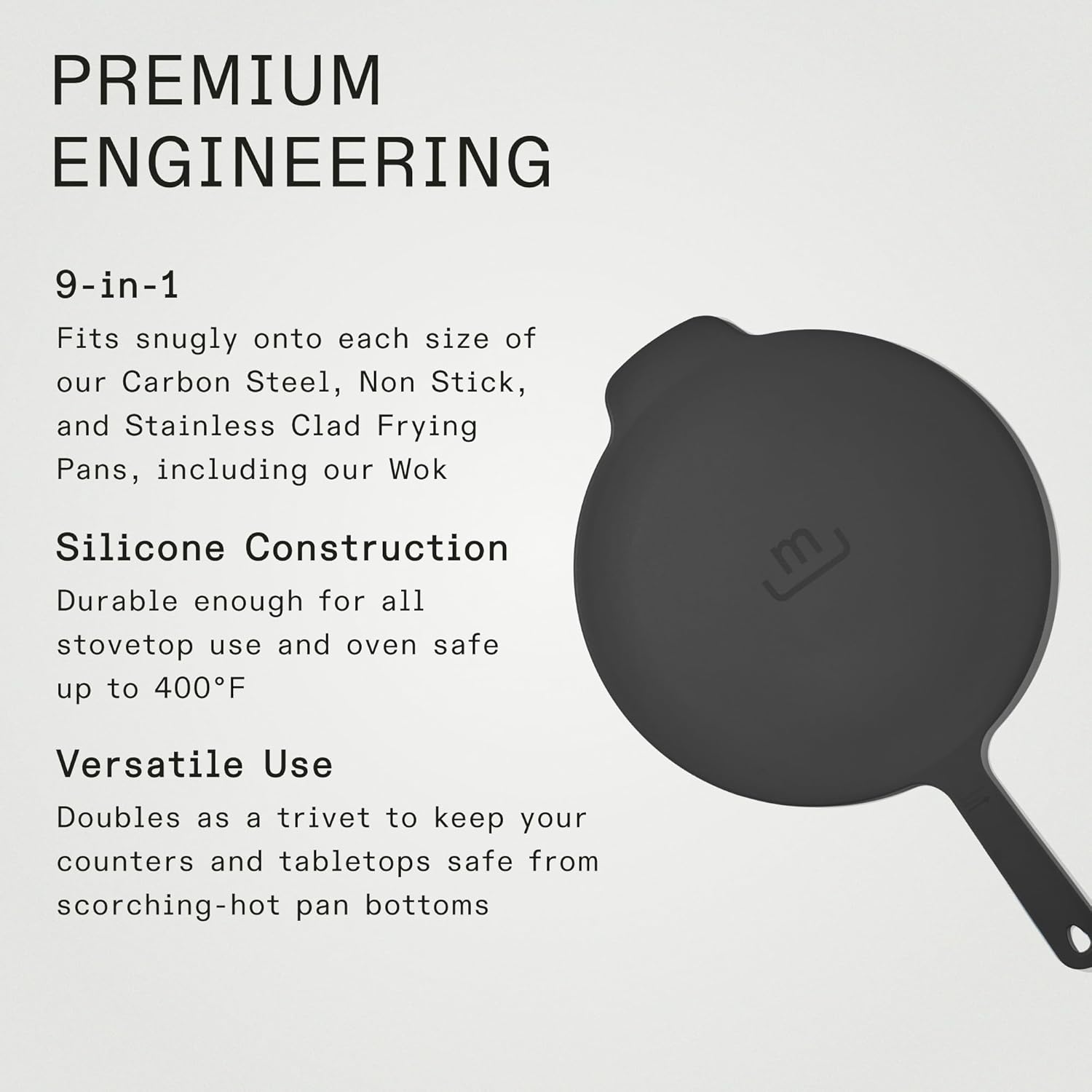 Made in Cookware - Frying Pan Silicone Universal Lid - 9 in 1 Design Fits Multiple Pans - Oven Safe 400F - Graphite image number 5