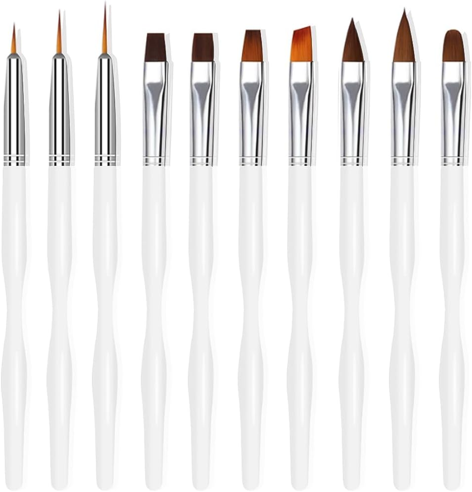 Nail Art Brushes Set, 10Pcs Nail Design Painting Brushes, Professional Nail Art Design Brushes, Nail Fine Liner Brushes, Pink