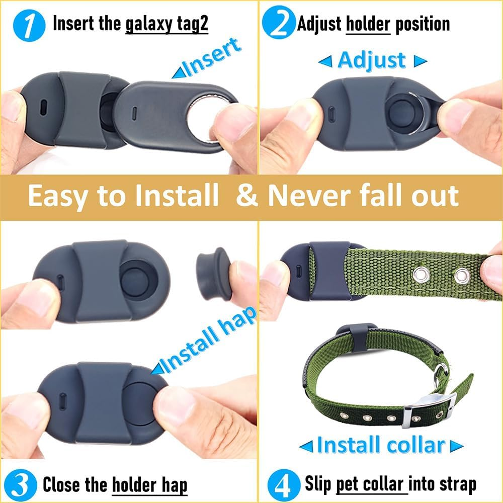 Silicone Holder Compatible for Samsung Galaxy Smarttag2 for Dog Collar,Slim Rubber Cover Pet Accessories,Secure Case for Galaxy Tag2 Tracker for Cat,Kids (2 Pack) image number 2