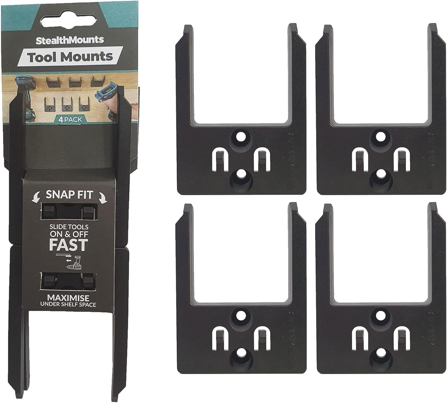Stealthmounts Tool Holder Compatible with Makita 40V XGT (4 Pack) - Black | Stealthmounts Tool Mounts | Made in the UK image number 1