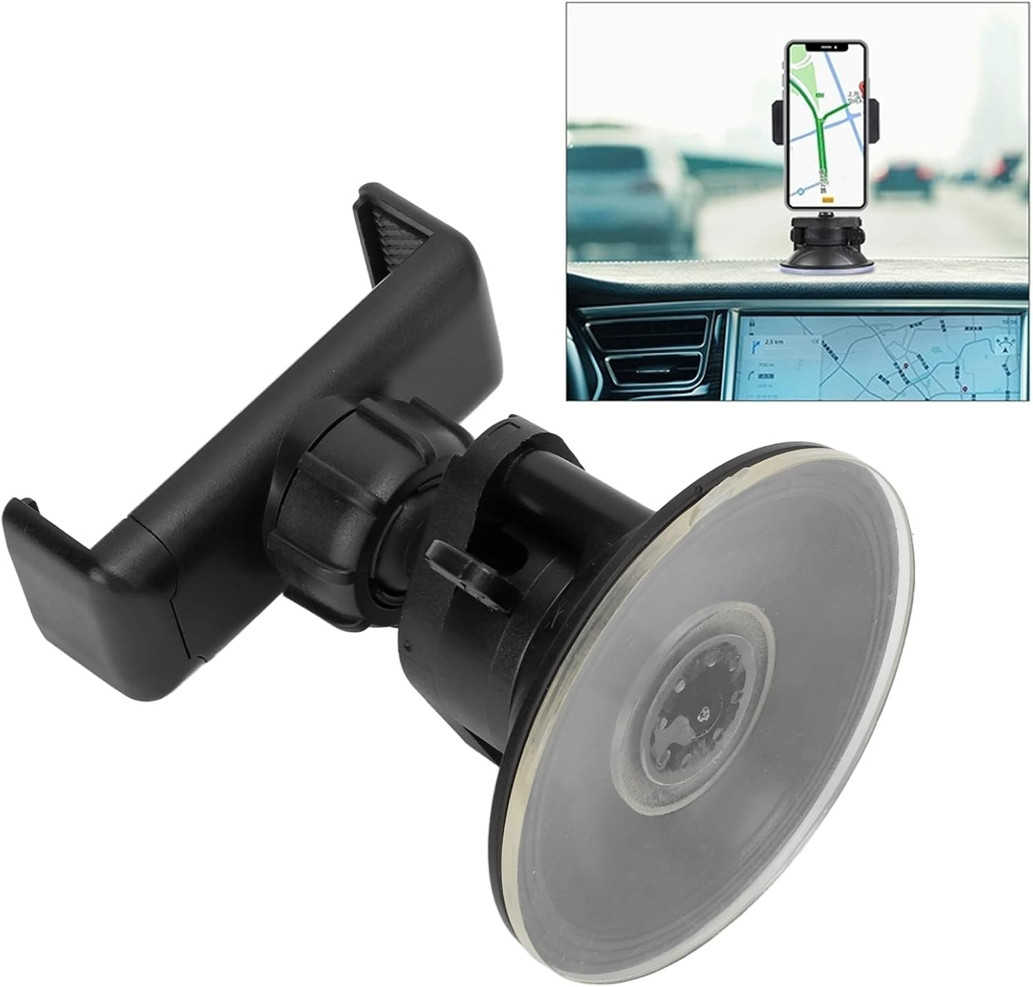 360&deg; Adjustable Suction Cup Phone Holder for Car Dashboard, Strong Suction Cup, Shock Absorption, Easy and Convenient, Clamp Range 6-9Cm, Mini Suction Cup Car Phone Mount image number 2