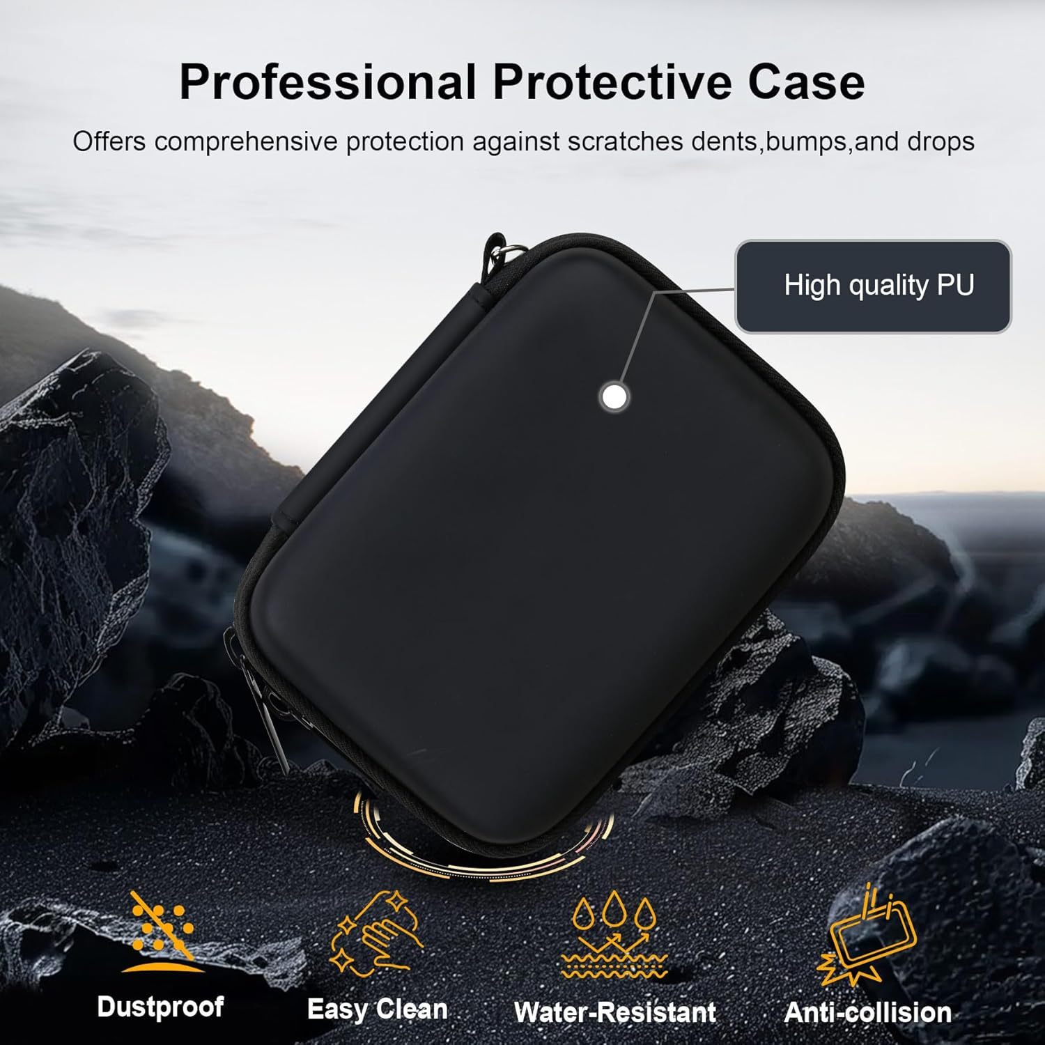 RAIALL Camera Case for Canon Powershot SX740/ SX730/ SX720/ SX710/ SX610/ SX260/ ELPH 360 HS Digital Camera, Vlogging Cameras Travel Bag, Mesh Pocket for Batteries, SD Cards and USB Cable, Black image number 6