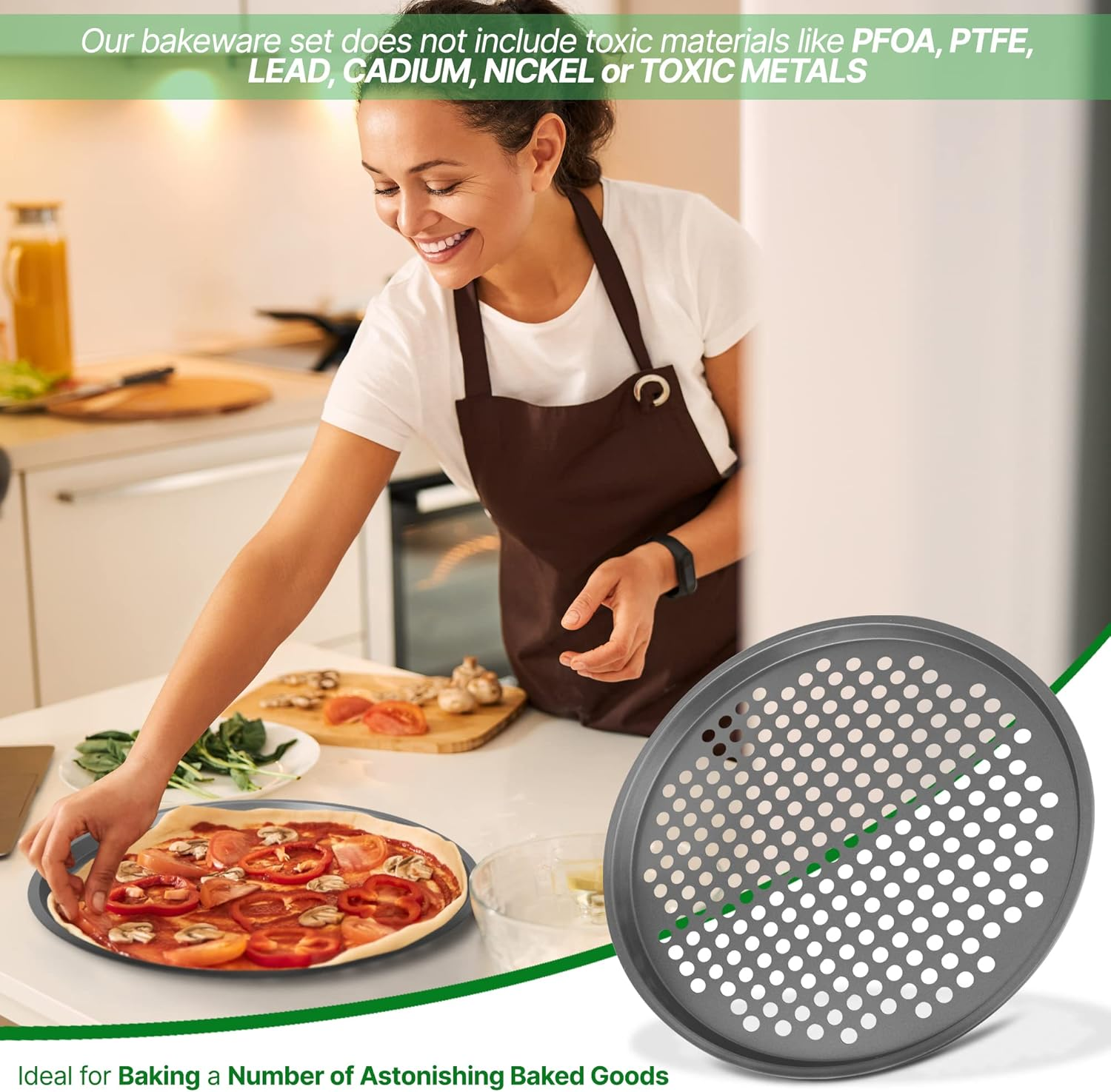 14&rdquo; Non Stick Pizza Pan, Gray Carbon Steel Bake Pan, Commercial Grade Restaurant Quality Metal Bakeware, Compatible with Model NCBS10S image number 6