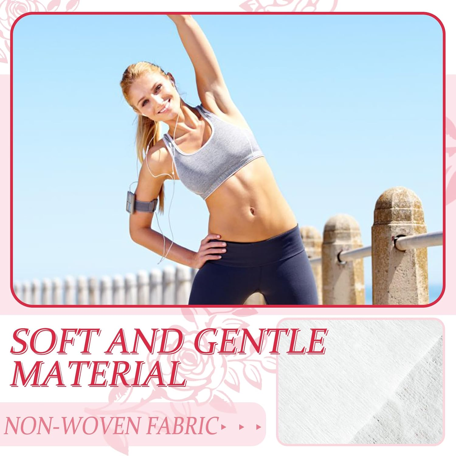 EDTOY Body Wipes 500 Pieces of Rose Antiperspirant Deodorant Wipes and Travel Deodorant Individually Wrap Hypoallergenic Mini Deodorant Underarm Sweating and Travel to Clean Skin for Female Male Teenagers image number 3