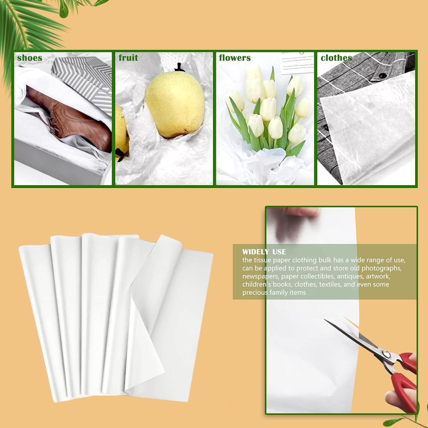 SAHENITEANA Tissue Paper for Gift Bags 60 Sheets Wrapping Tissue Paper Bulk 30 X 20 Inch White Packaging Paper for Gift Wrap Filler Flower Art Crafts DIY Birthday Wedding Decor, Baby Party (White) image number 2