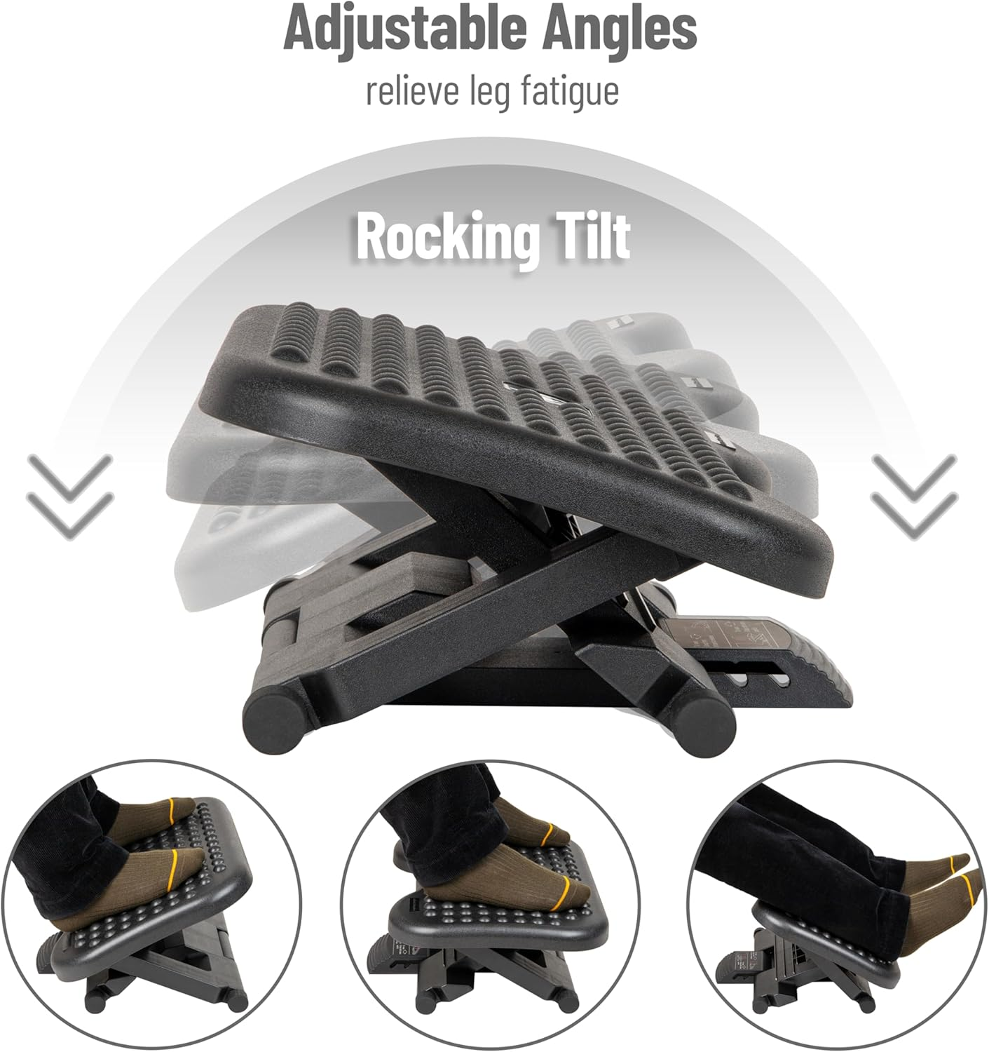 Mind Reader ' Comfy ' Adjustable Height Ergonomic Foot Rest, Blk image number 5