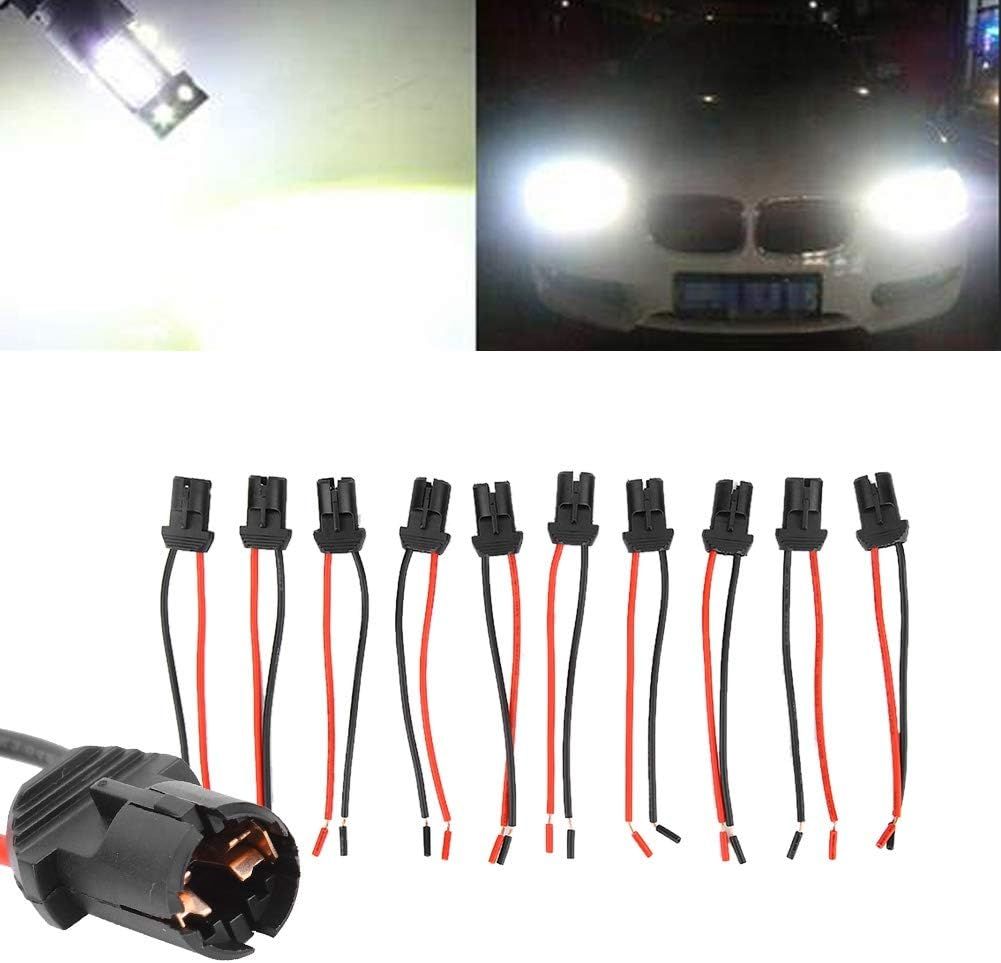 Akozon Pack of 10 T10 Female Bulb Connector for Car, Truck and Boat, Socket Base for LED Wedge Light Lamp Holder image number 3