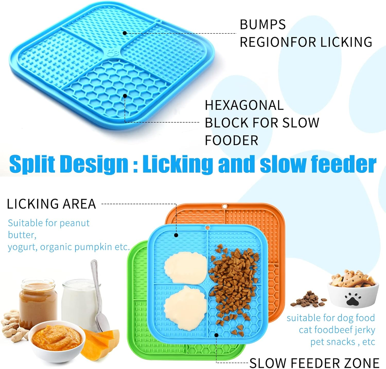 Lick Mat for Dogs, Premium Lick Pad with Suction Cups for Dog Anxiety Relief, Slow Feeder Dog Bowls, Bathing, Grooming and Training image number 1