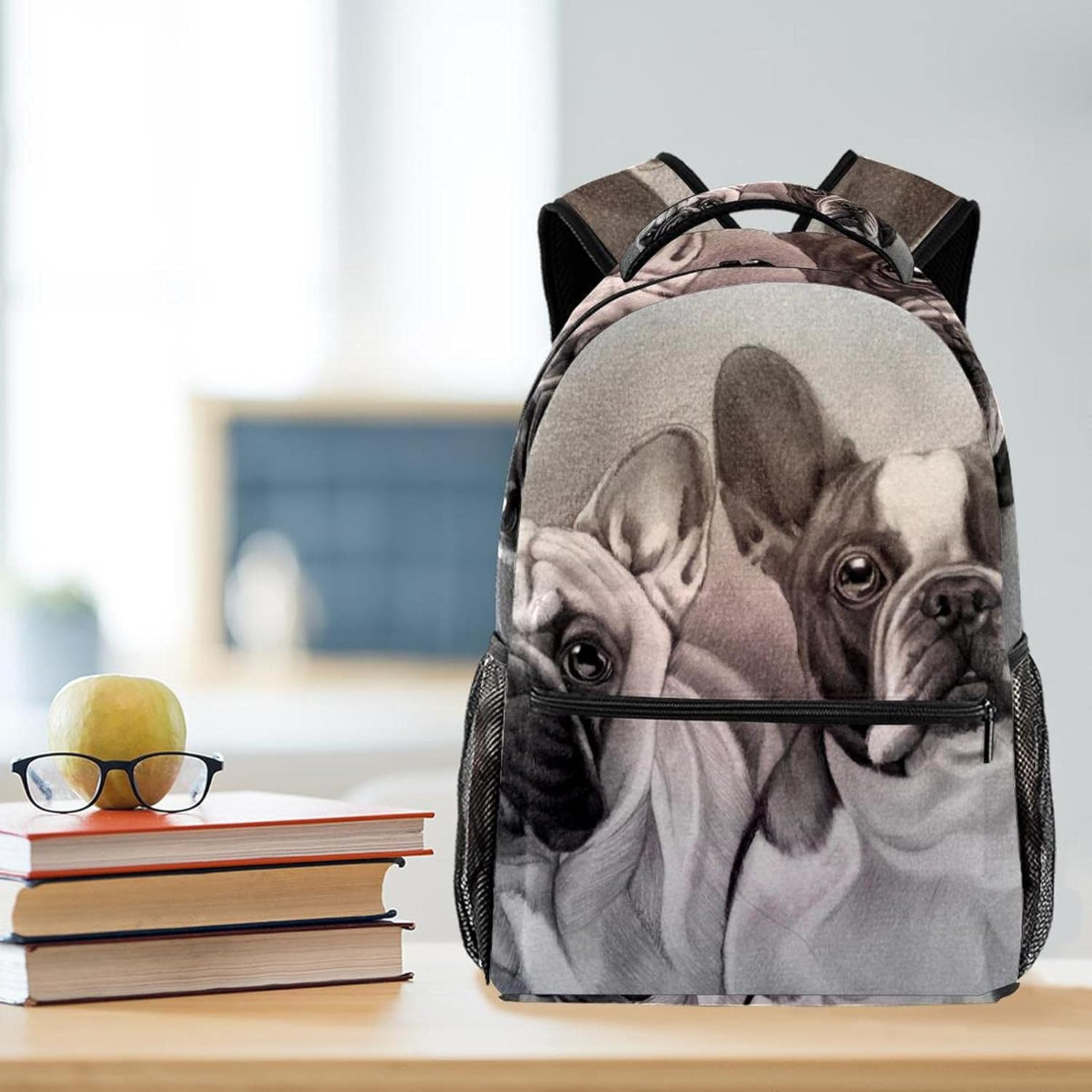Cute Couple Bulldog Backpack Students Shoulder Bags Travel Bag College School Tote Backpacks image number 3