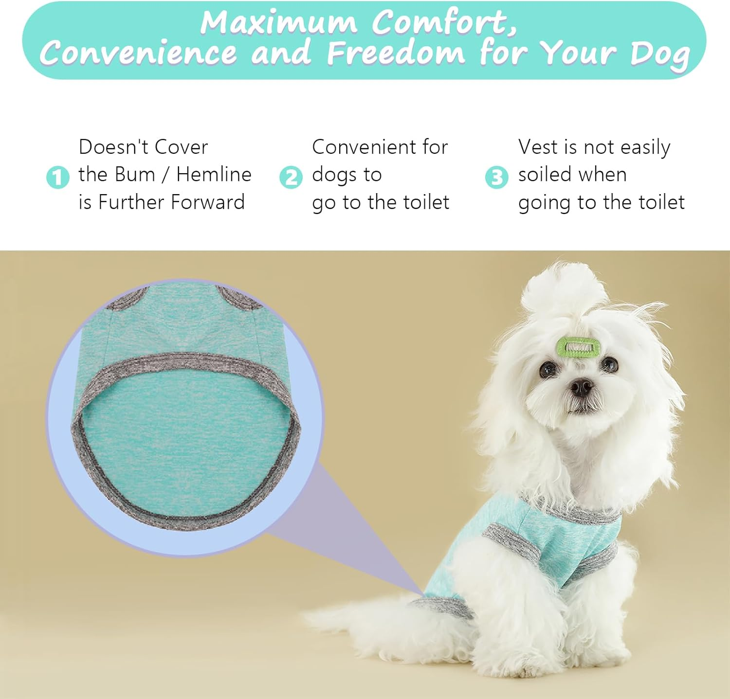 Pack of 2 Dog Shirts for Small Dogs, Summer Dog Shirt, Sleeveless Dog Vest, Soft and Comfortable, Breathable Pet T-Shirt, Suitable for Dogs, Girls, Boys, Grey and Green, S image number 3