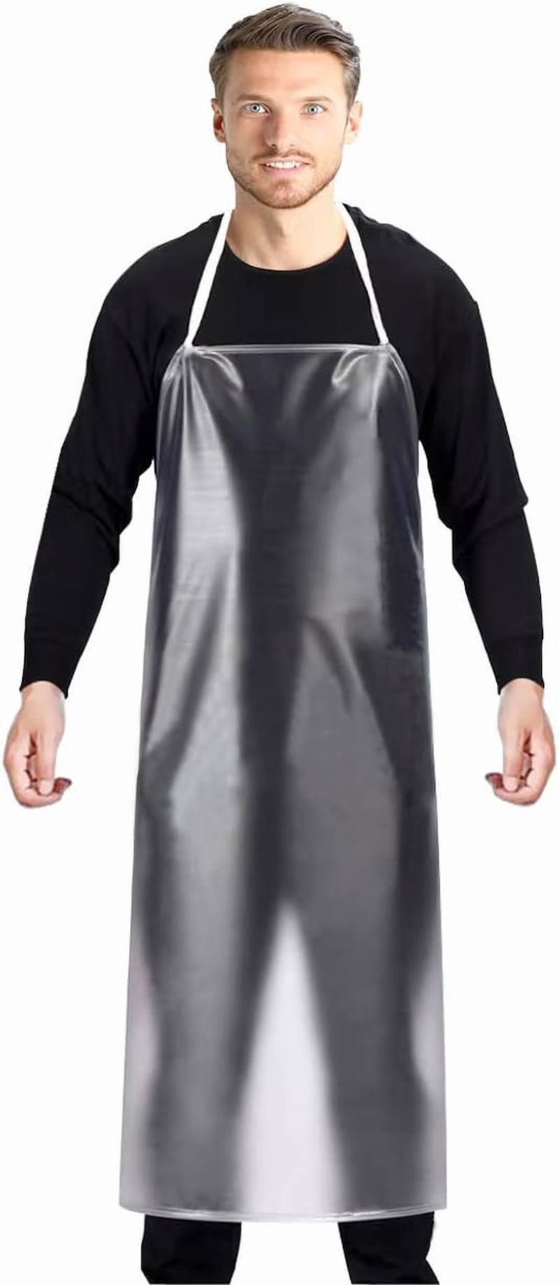 Waterproof Plastic Apron Transparent PVC, Keeps You Clean and Dry When Dishes Washing Kitchen Cooking Lab Work Butcher Dog Grooming Cleaning Fish Unisex 45.3In X 27.5In image number 1