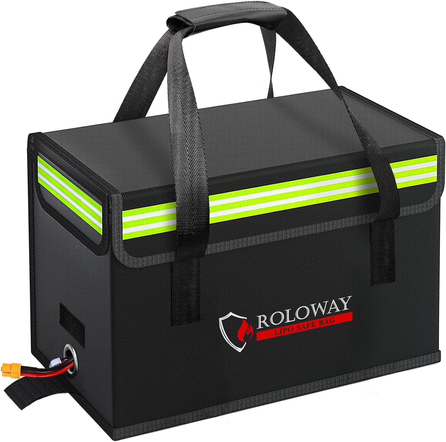 ROLOWAY Lipo Battery Bag Fireproof Bag (20 X 5 X 7.5 Inch), Large Lipo Bag Fireproof Ebike Battery Bag, Lipo Safe Bag with Comfortable Handle, Reflective Strip, Lipo Charging Bag image number 2