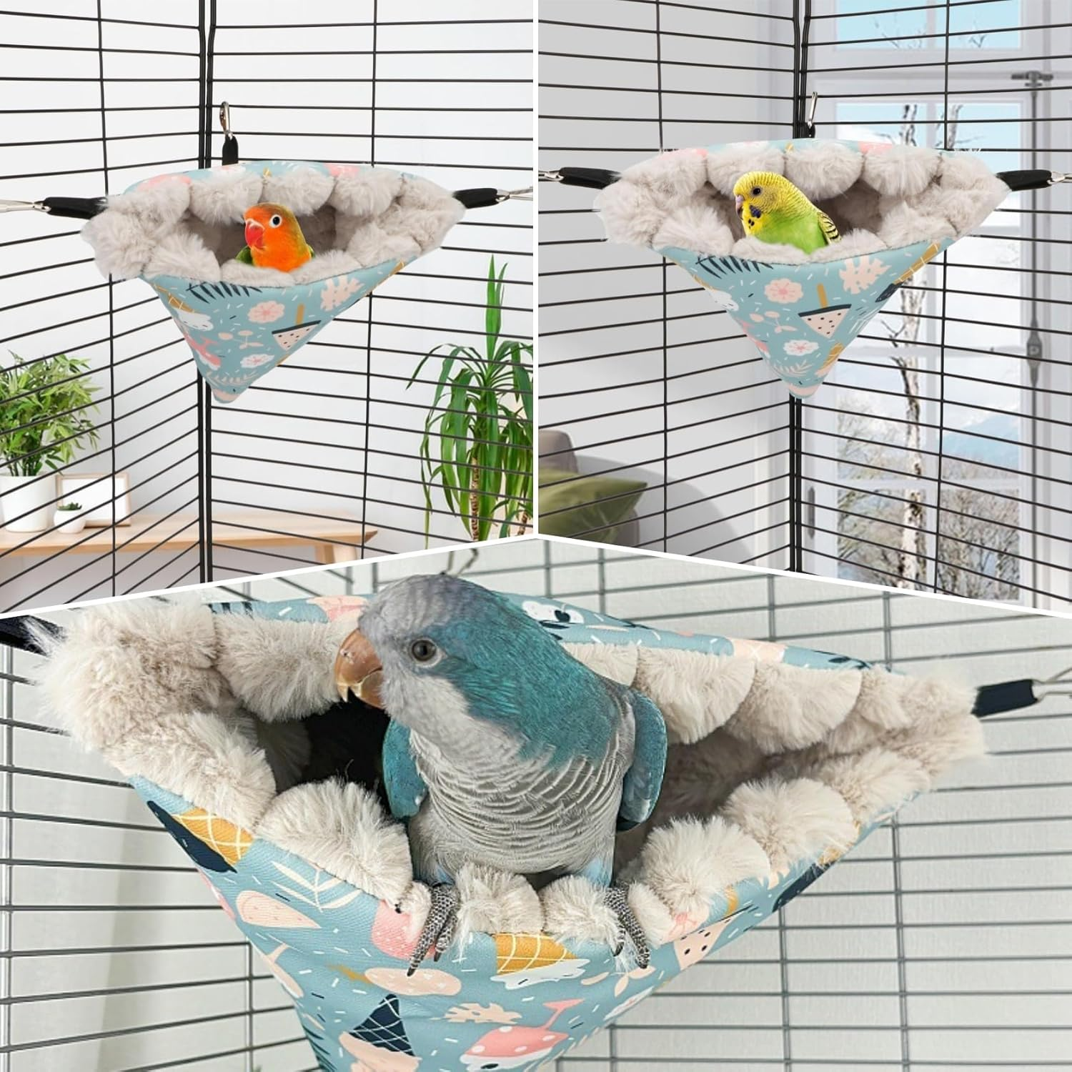 Guangyu Bird Nest for Cages, Plush Hanging Bed as Warm Bird Tent for Sleeping & Playing, Waterproof Winter Sleeping Nest for Parrots, Budgies, Cockatiels and Canaries image number 4