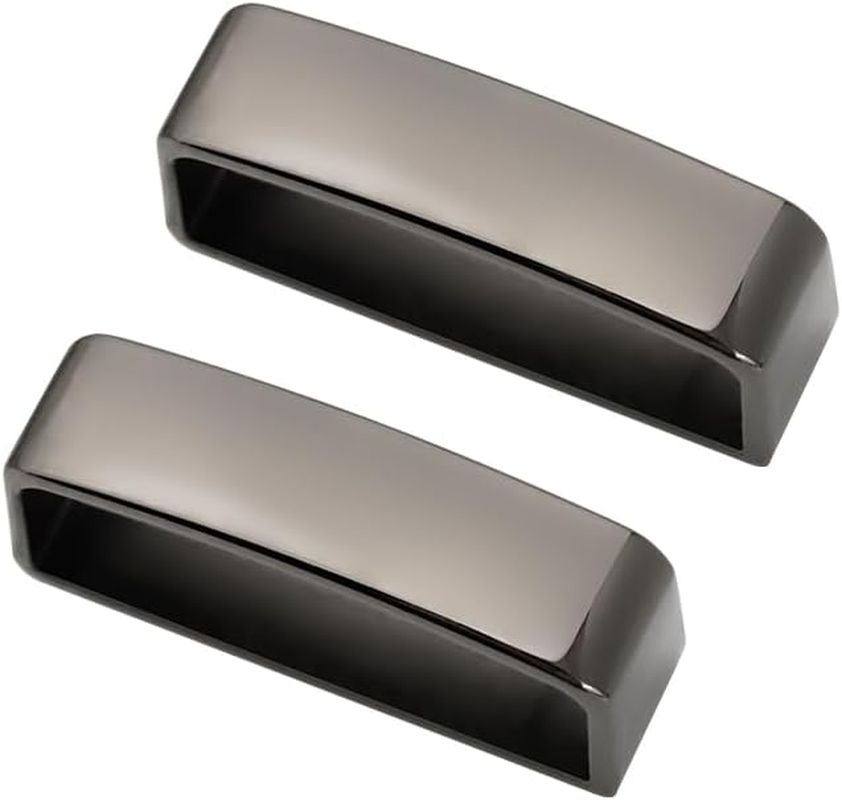 TANJUN 2Pcs Belt Loop Keepers 33Mm-35Mm Metal Loops Anti-Slip Frosted Black Men'S Women'S Buckle Accessories