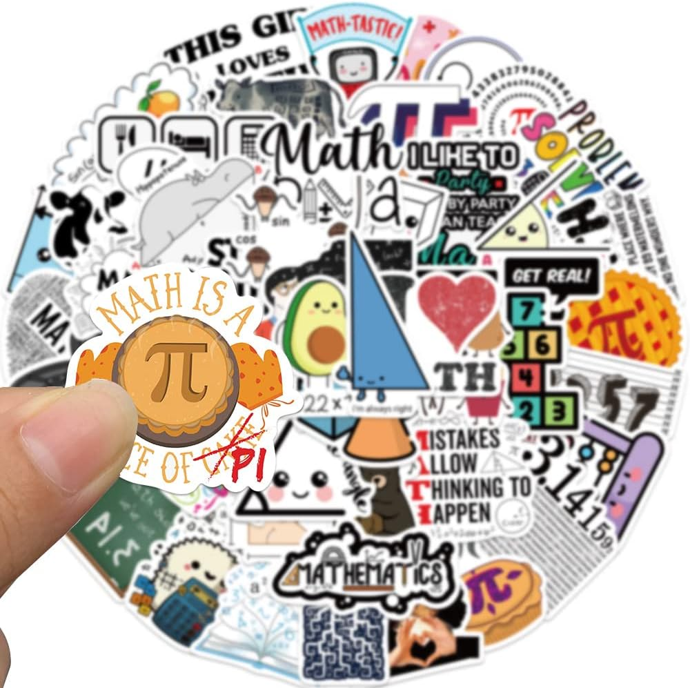 50 Packs Math Stickers Water Bottles Laptop Phone Computer Guitar Skateboard Hydroflasks Science Vinyl Sticker Waterproof Aesthetic Trendy Decals for Kids Teens Girls Adults image number 2