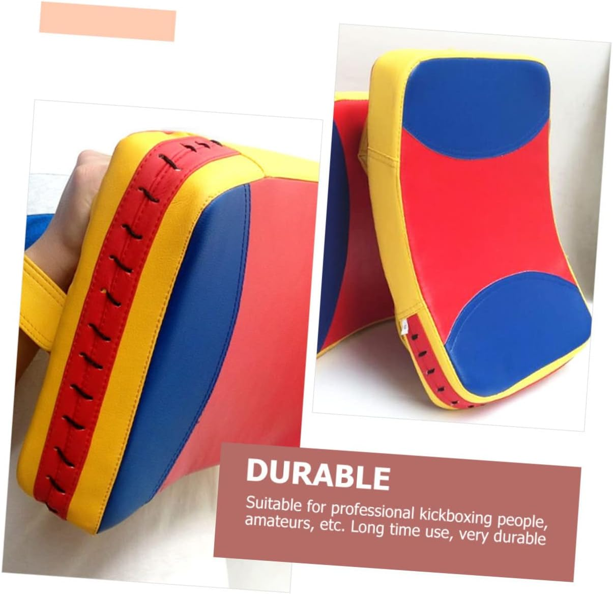 Taekwondo Kick Pads and Boxing Punching Hand Pad, Large Three-Color Thickened Curved Training Kickboxing Shield, Sturdy Martial Arts Target for Boys and Girls and Adults Fitness Exercise image number 4
